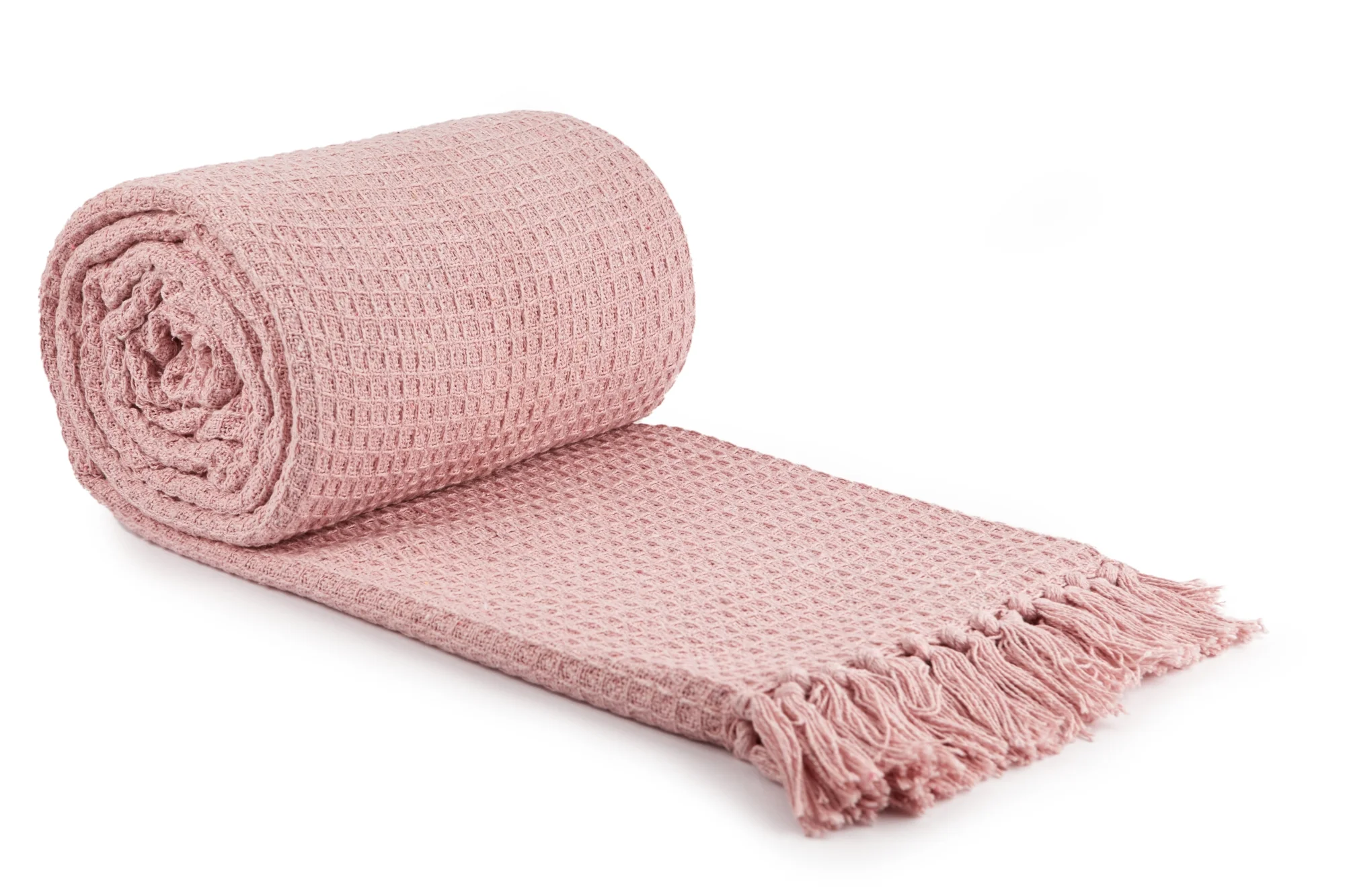 Honeycomb - Recycled Cotton Throw In Blush Pink (90x100")