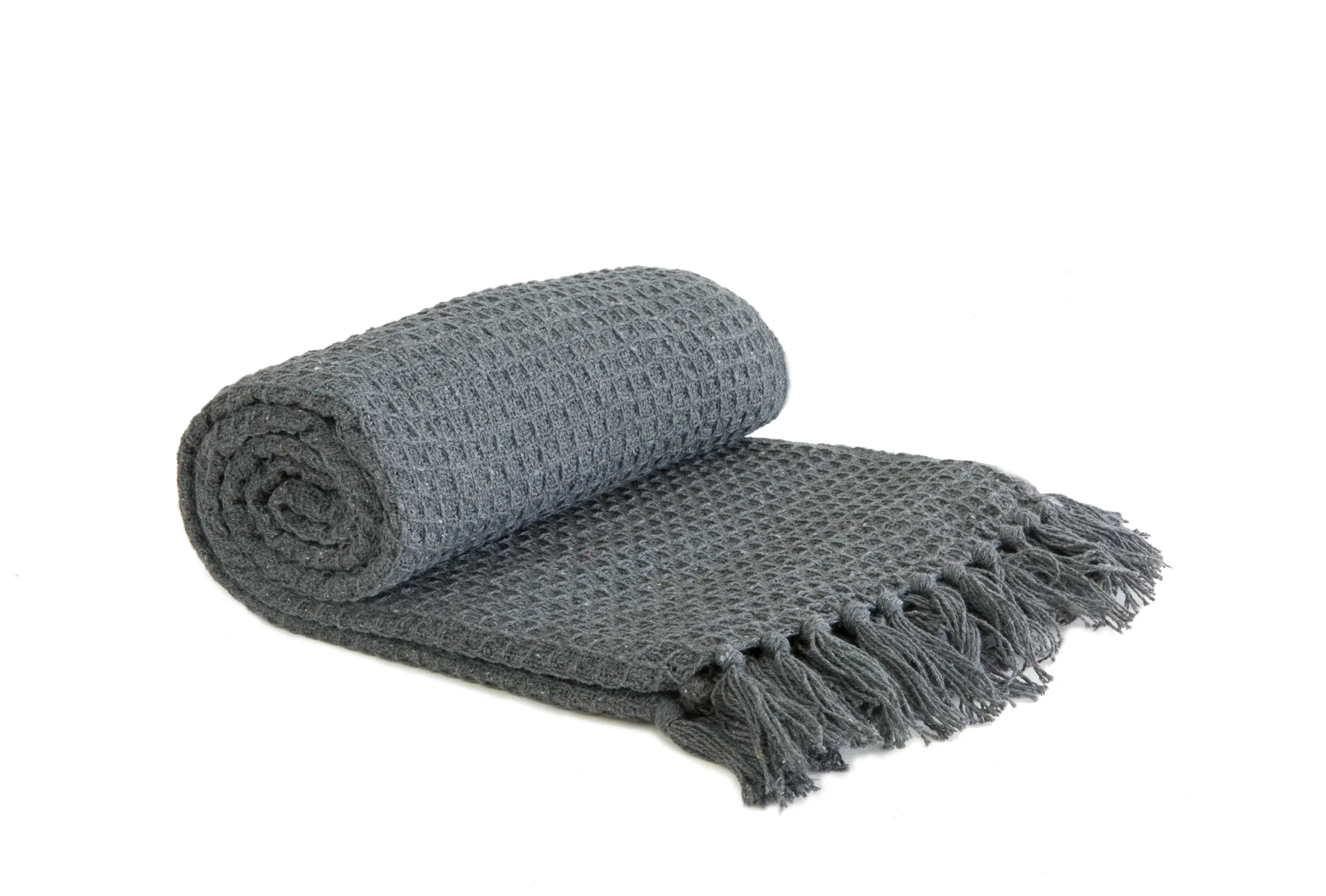 Honeycomb - Recycled Cotton Throw In Charcoal (70x100")