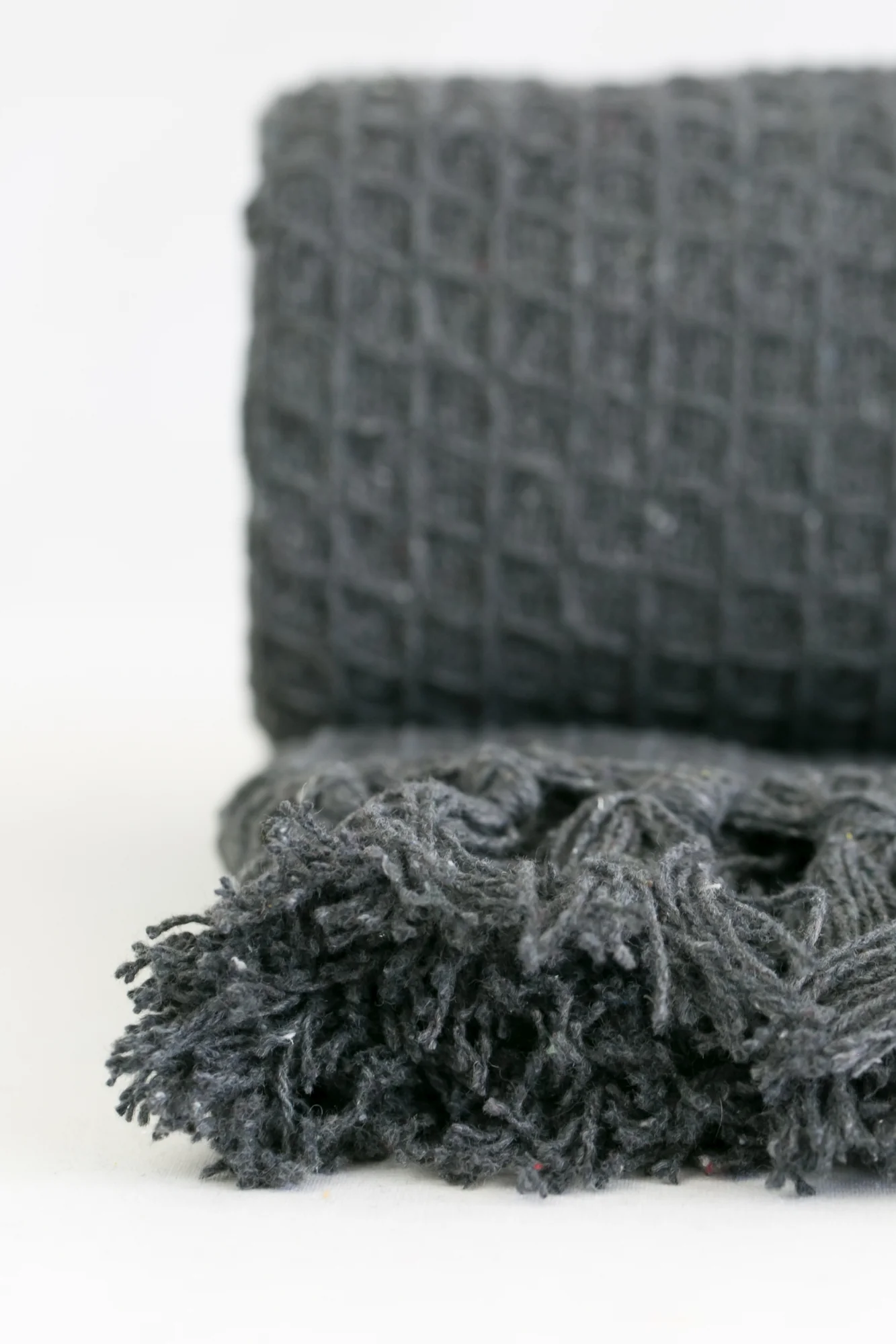 Honeycomb - Recycled Cotton Throw In Charcoal (70x100") - Image 2