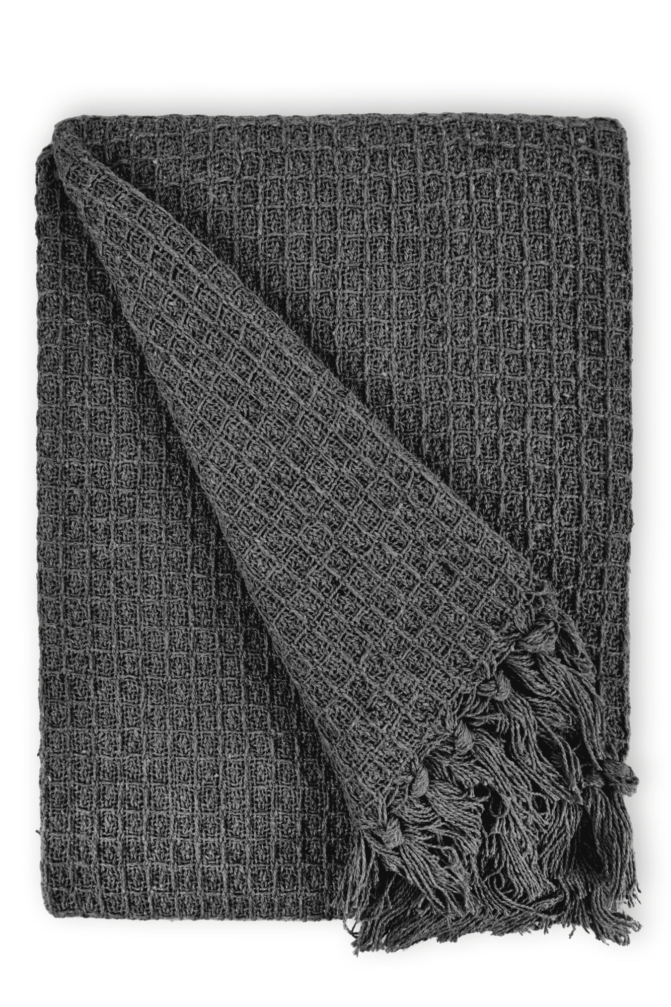 Honeycomb - Recycled Cotton Throw In Charcoal (70x100") - Image 3