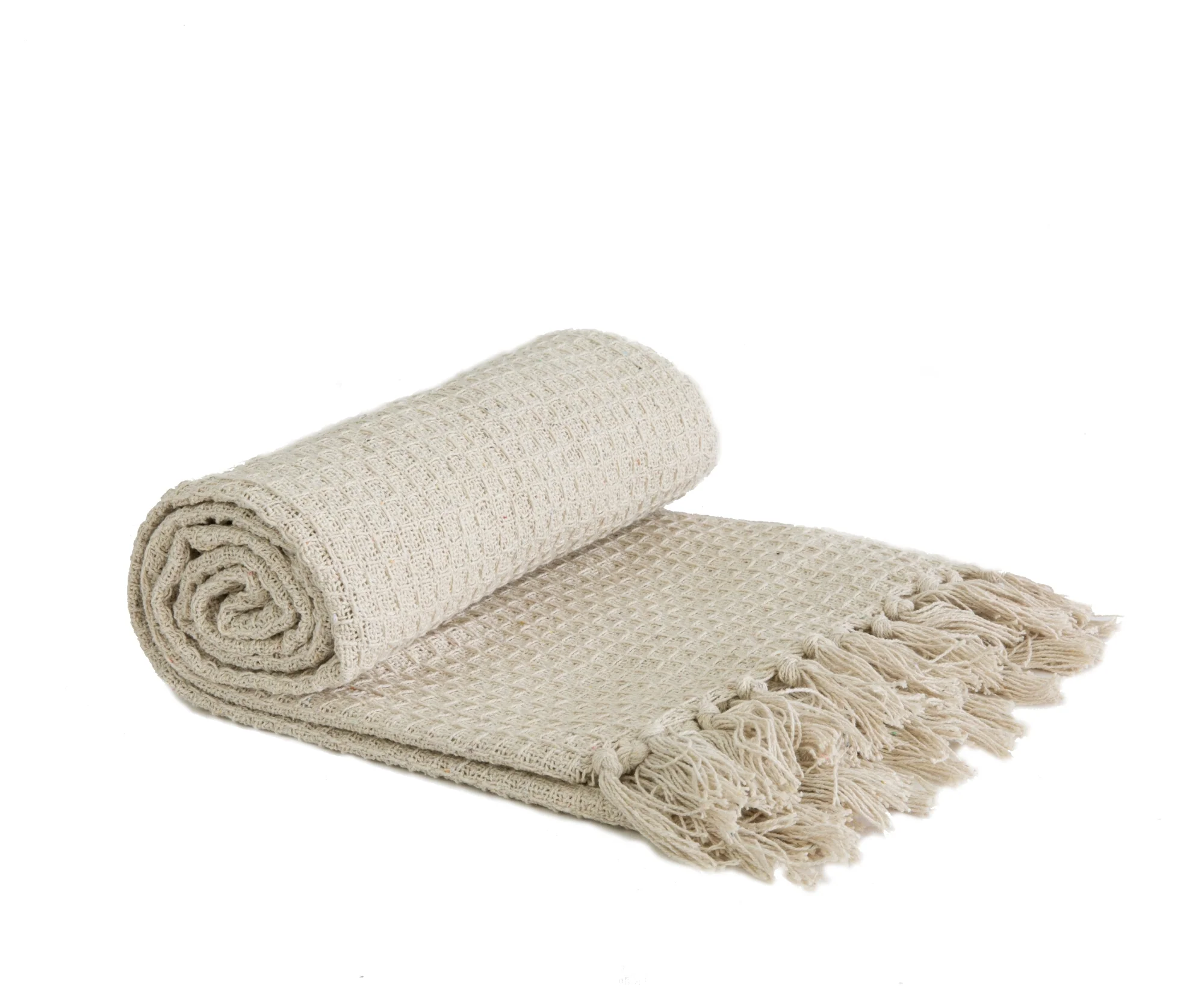 Honeycomb - Recycled Cotton Throw In Ivory (70x100")