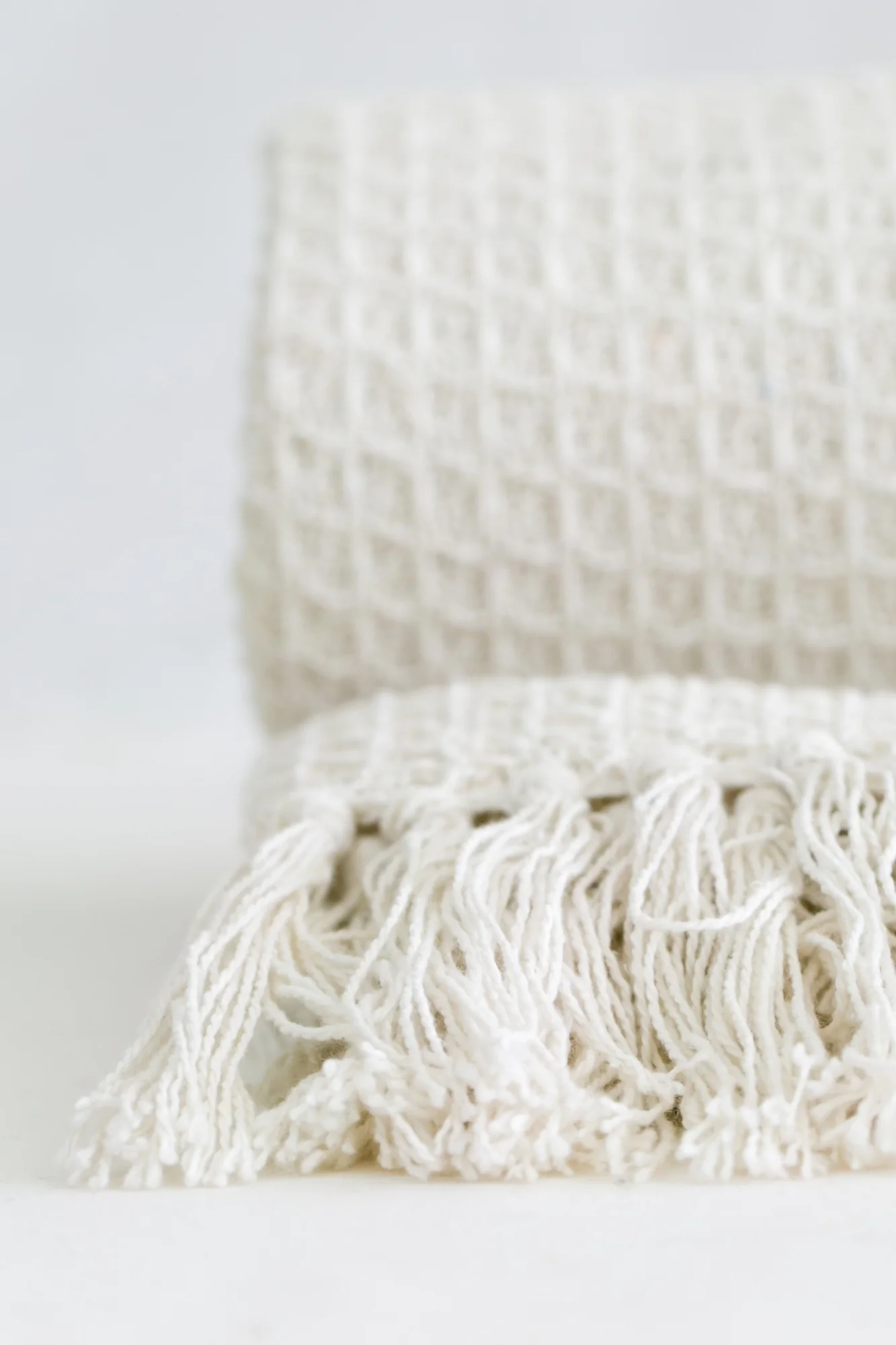 Honeycomb - Recycled Cotton Throw In Ivory (70x100") - Image 2