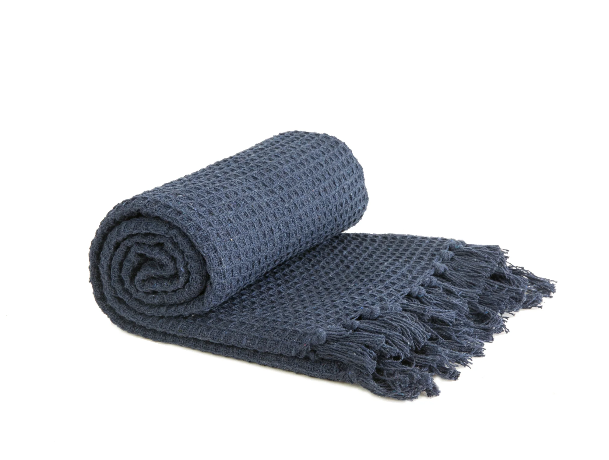 Honeycomb - Recycled Cotton Throw In Navy (90x100")