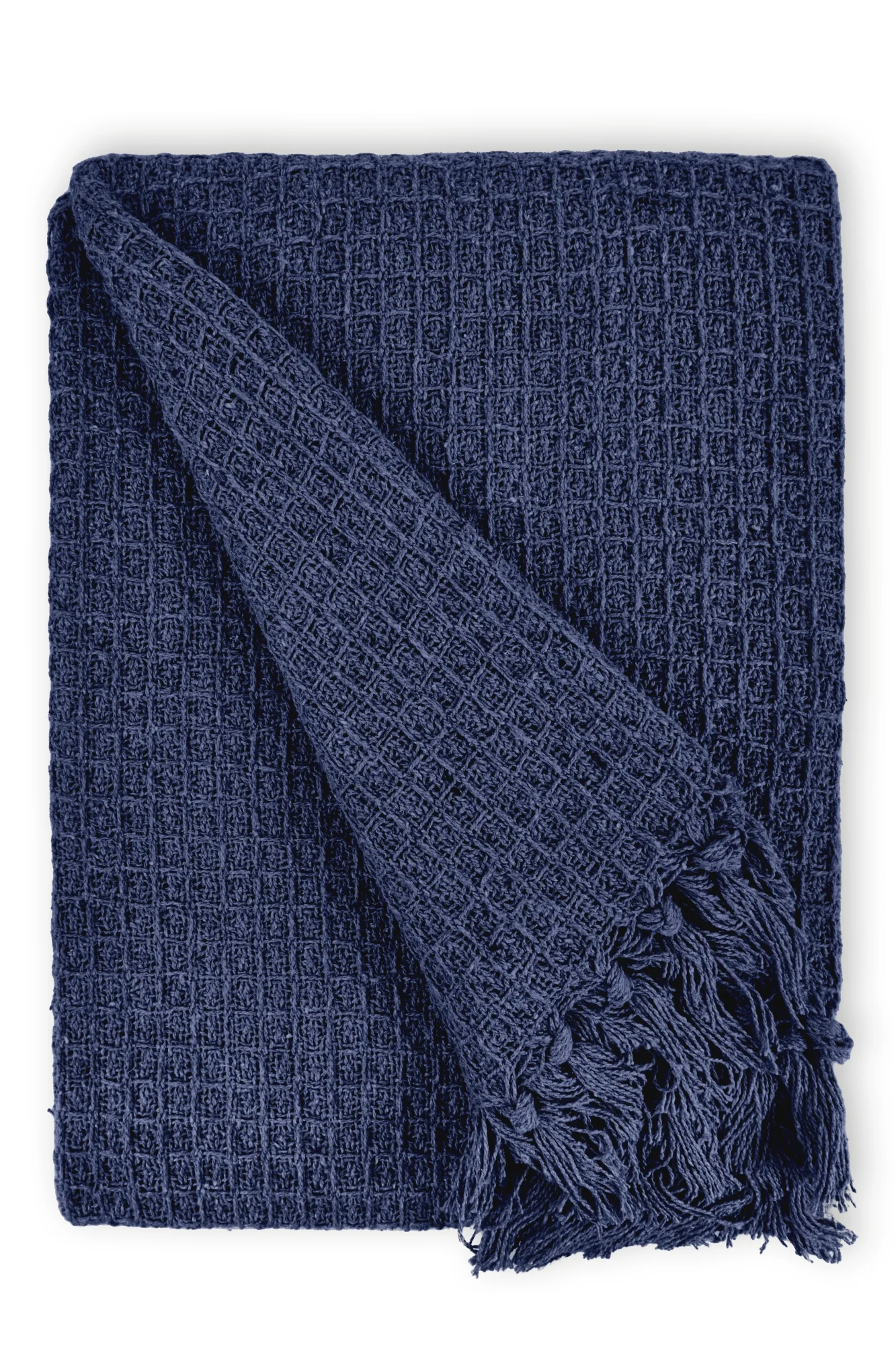 Honeycomb - Recycled Cotton Throw In Navy (90x100") - Image 3