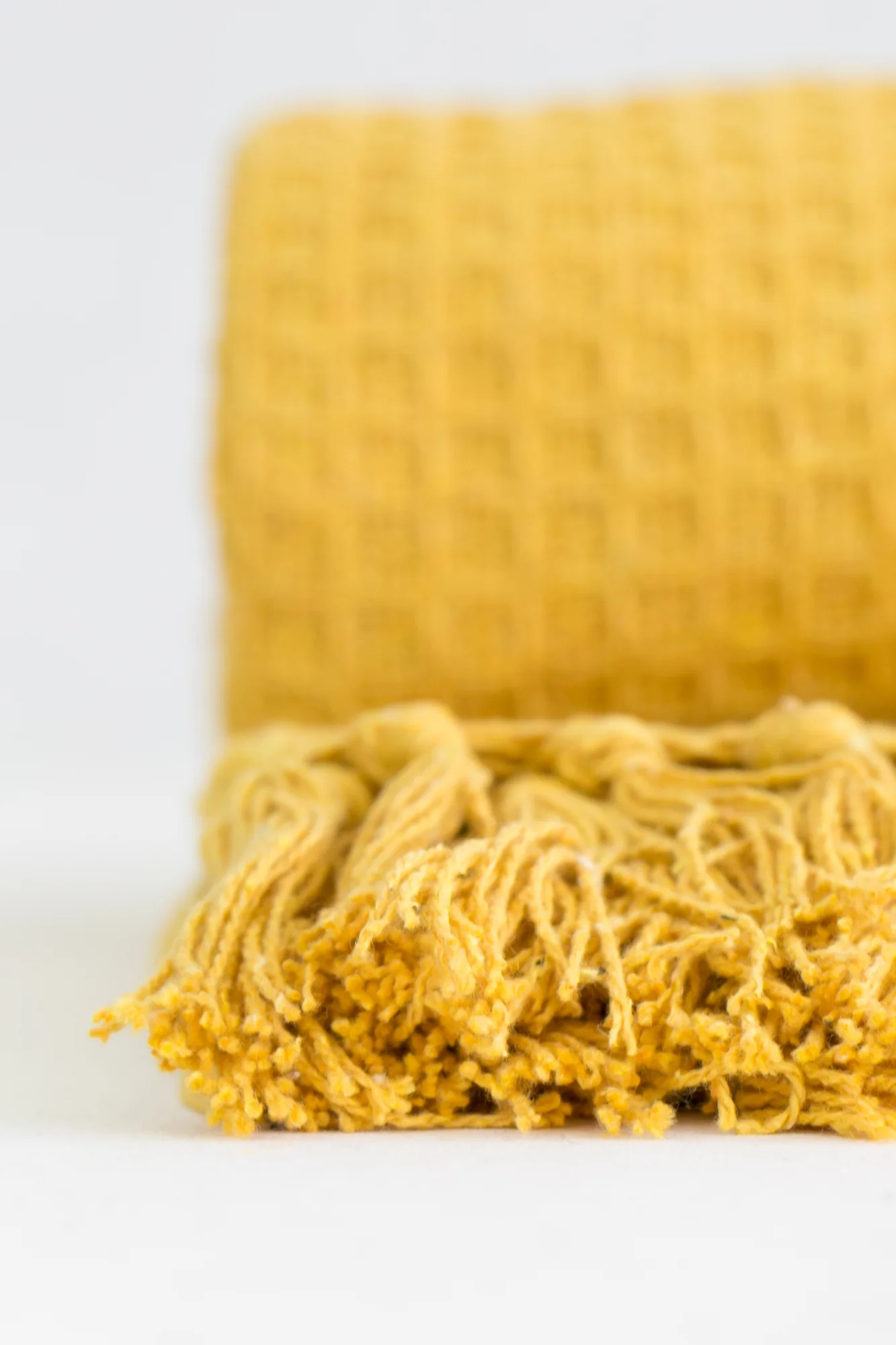 Honeycomb - Recycled Cotton Throw In Ochre (70x100") - Image 2