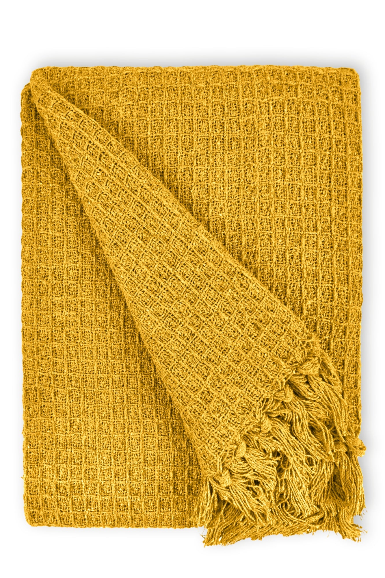 Honeycomb - Recycled Cotton Throw In Ochre (70x100") - Image 3