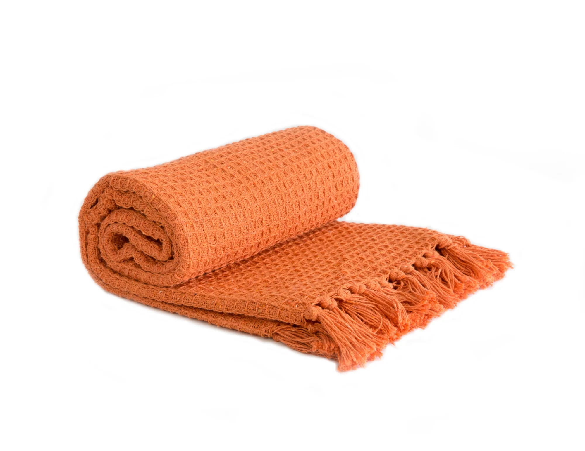 Honeycomb - Recycled Cotton Throw In Orange (70x100")