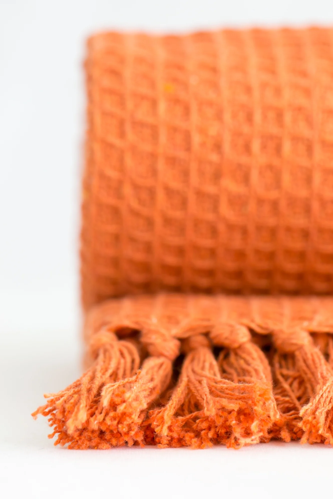 Honeycomb - Recycled Cotton Throw In Orange (70x100") - Image 2