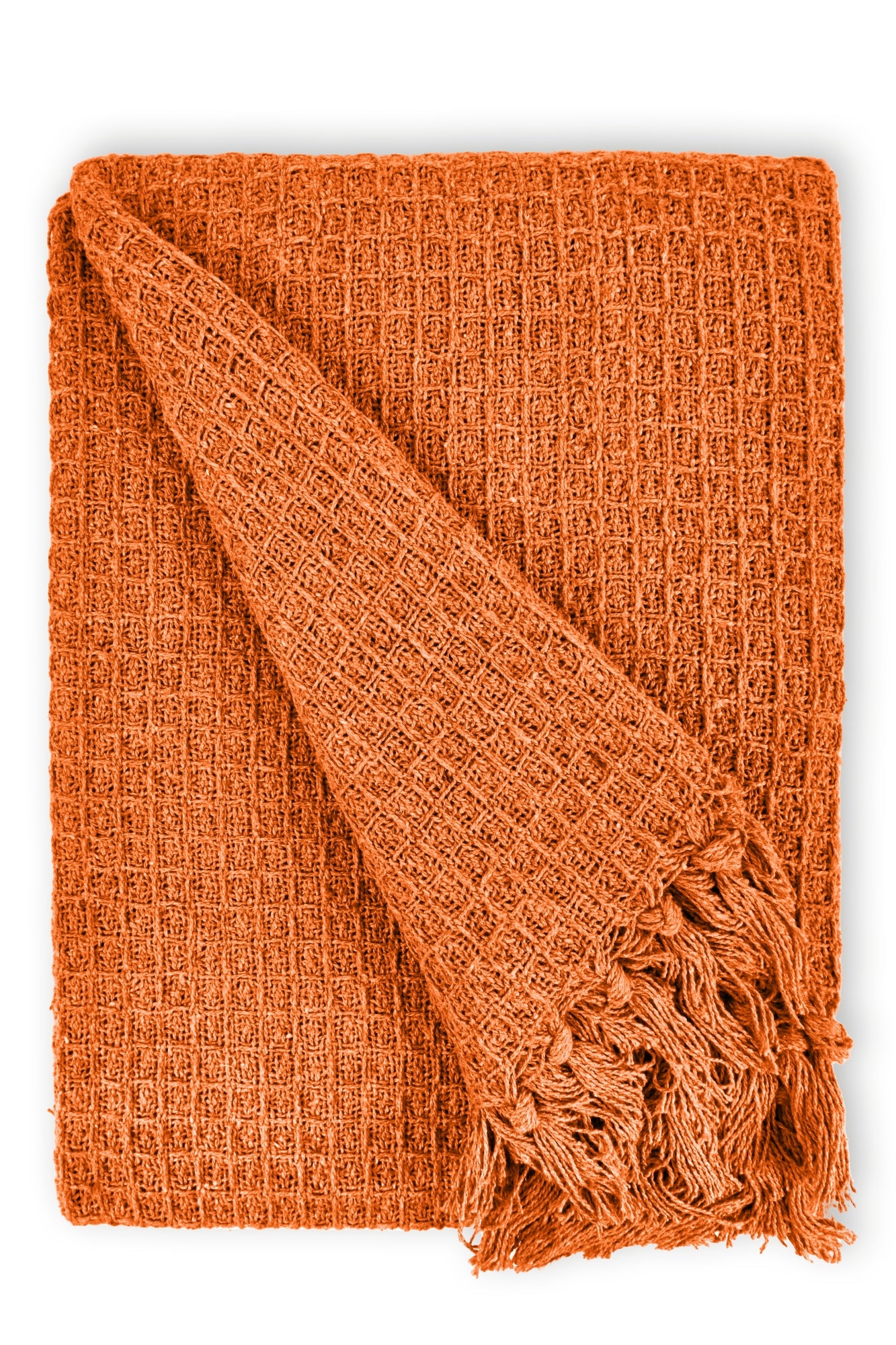 Honeycomb - Recycled Cotton Throw In Orange (70x100") - Image 3