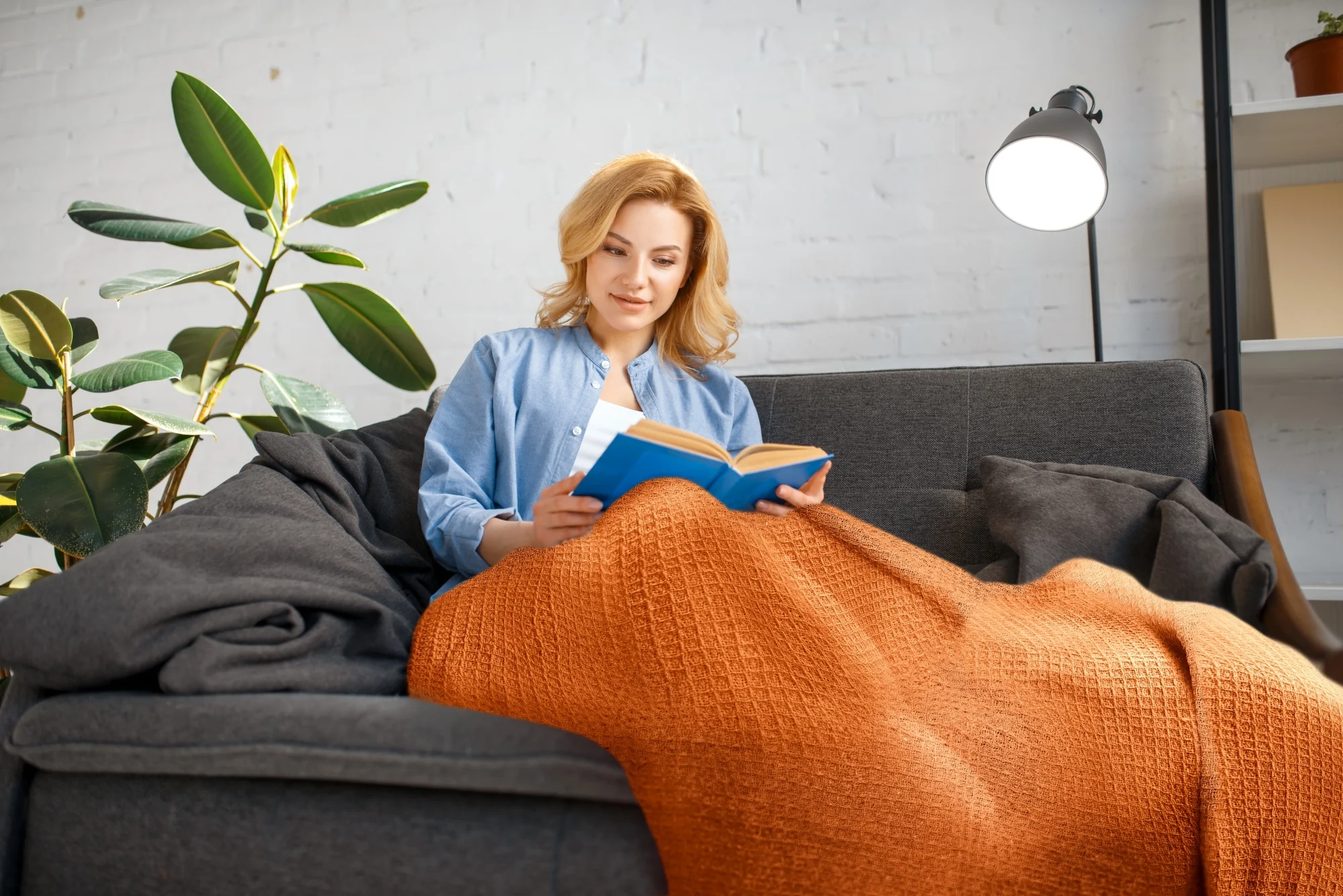 Honeycomb - Recycled Cotton Throw In Orange (90x100") - Image 7