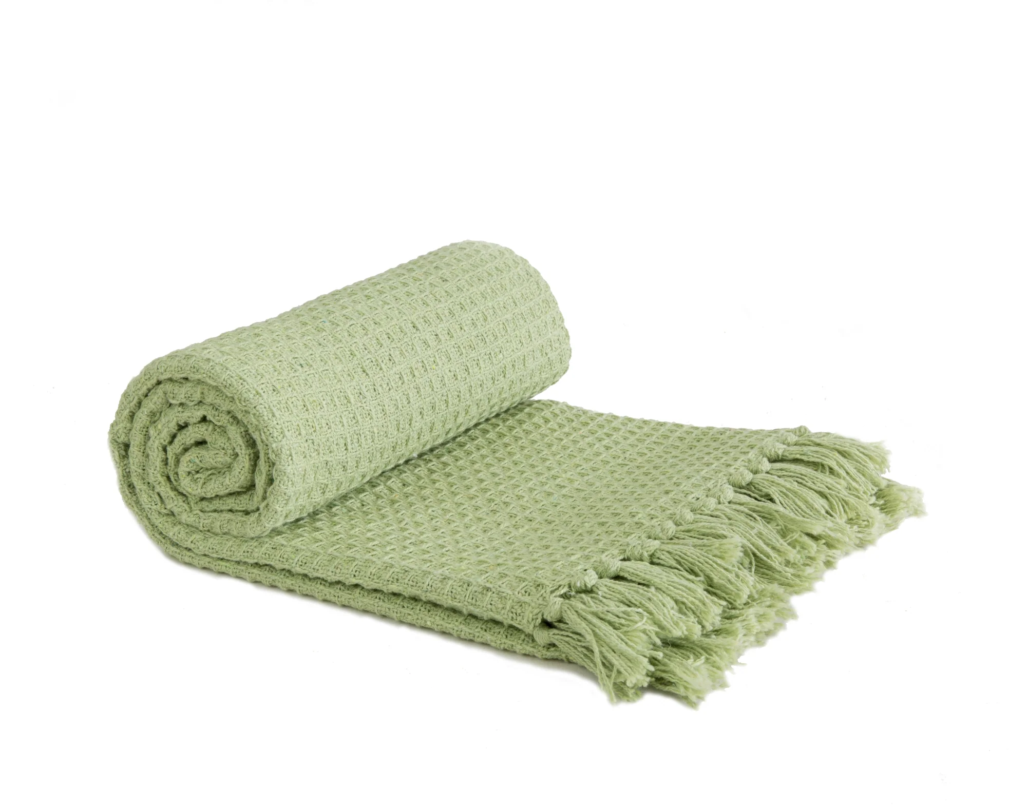 Honeycomb - Recycled Cotton Throw In Pistachio (90x100")