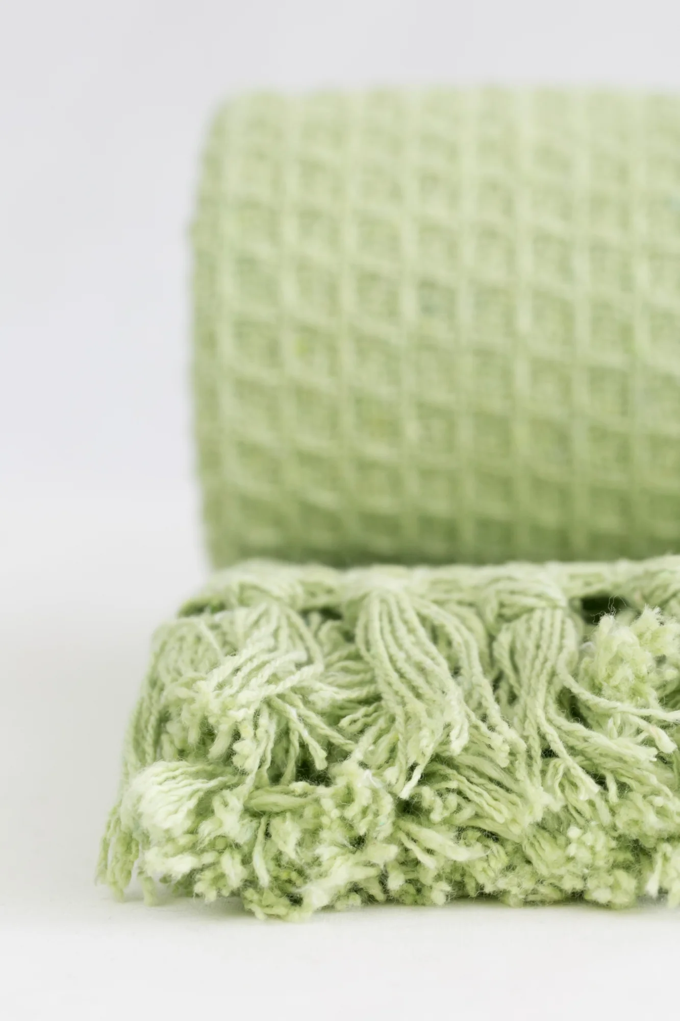 Honeycomb - Recycled Cotton Throw In Pistachio (90x100") - Image 2