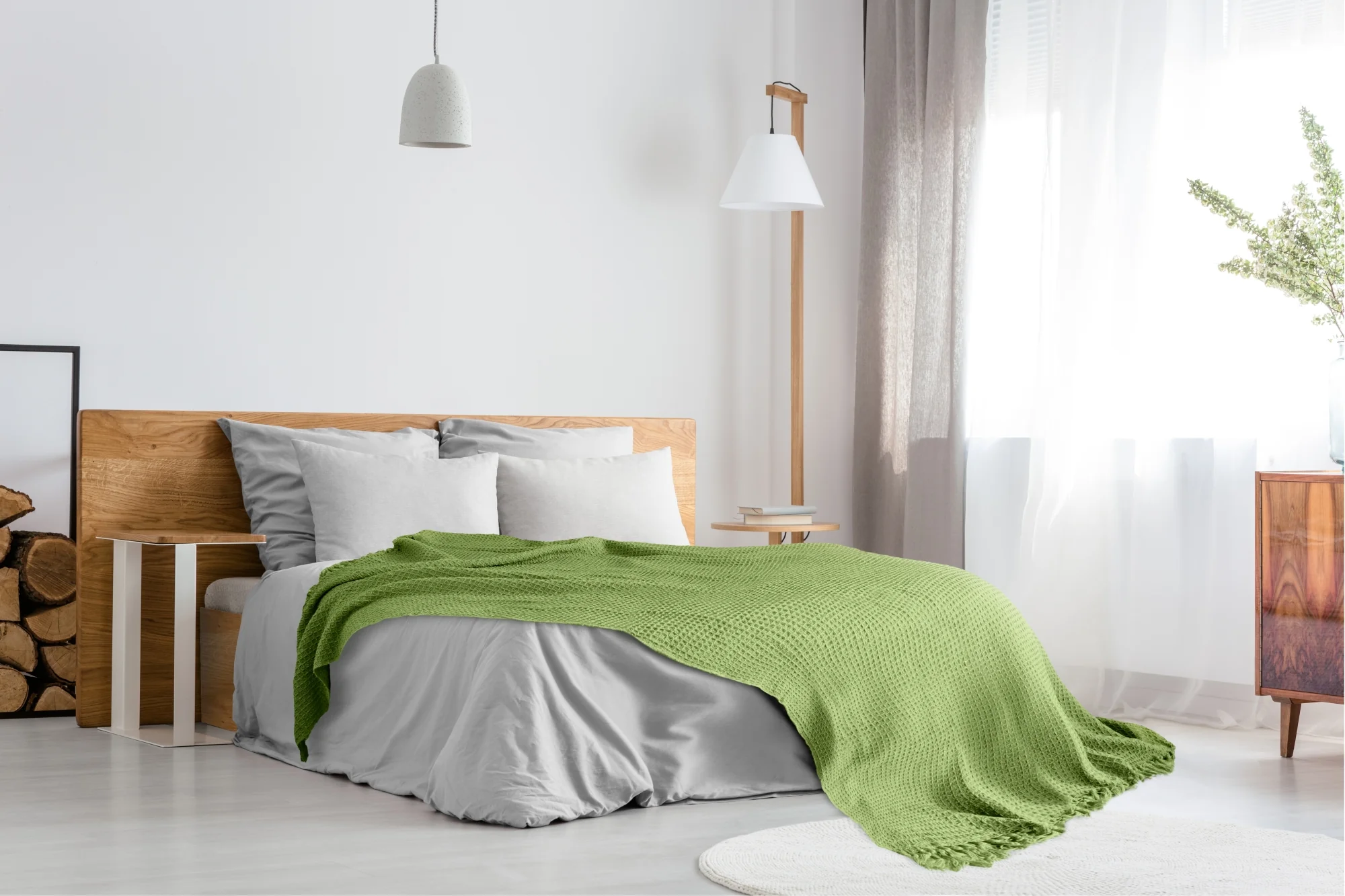 Honeycomb - Recycled Cotton Throw In Pistachio (90x100") - Image 6