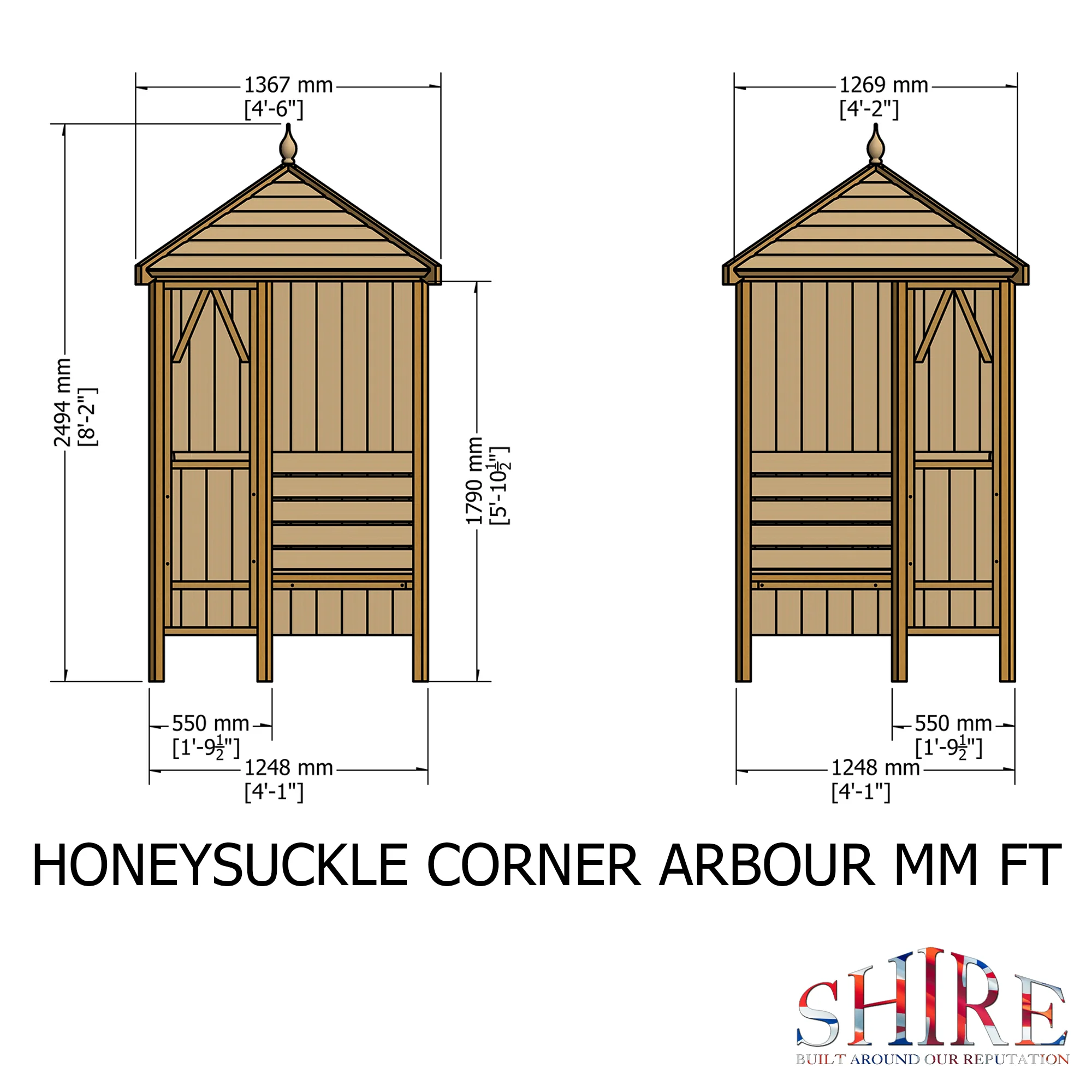 Honeysuckle Corner Pressure Treated Arbour - Image 3