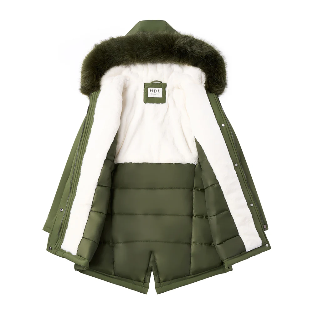 Hooded Mid-length Coat With Detachable Faux Fur Trim - Image 5