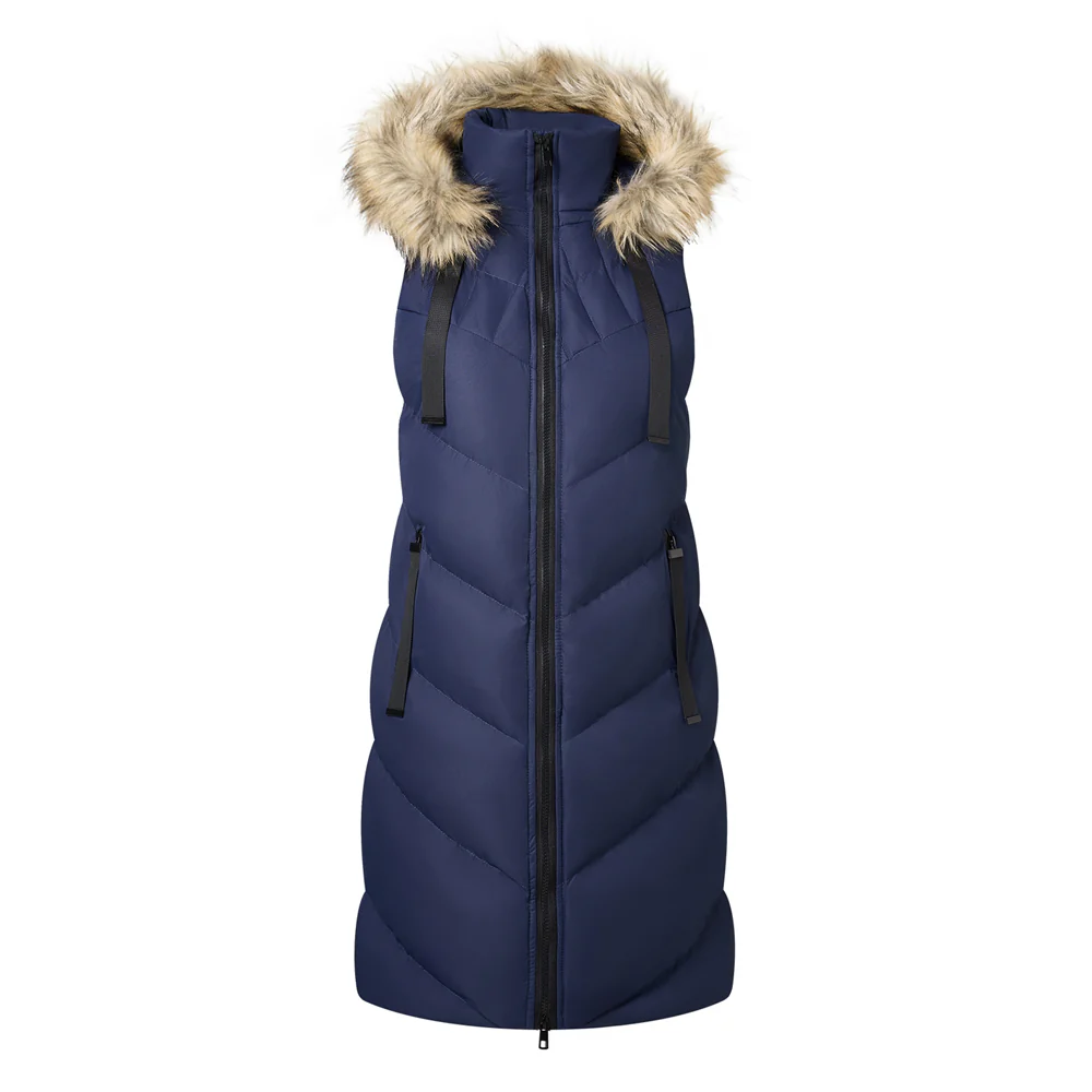 Hooded Mid-length Quilted Padded Gilet Sleeveless Coat - Image 3