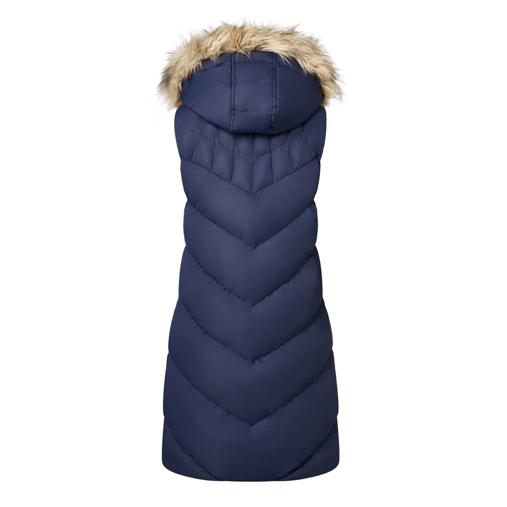 Hooded Mid-length Quilted Padded Gilet Sleeveless Coat - Image 4