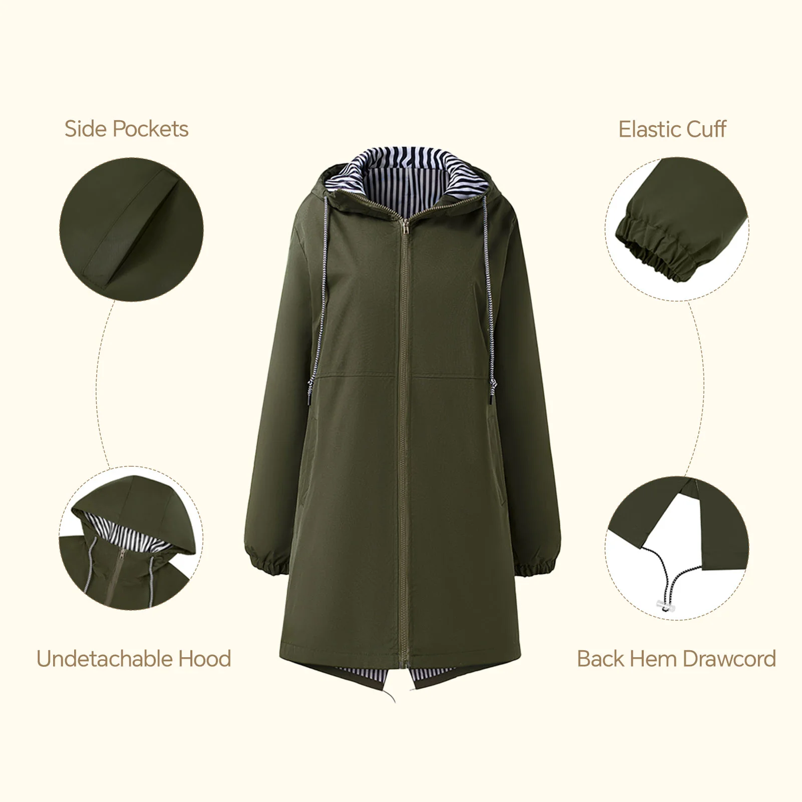 Hooded Zip-Up Midi Windbreaker - Image 7