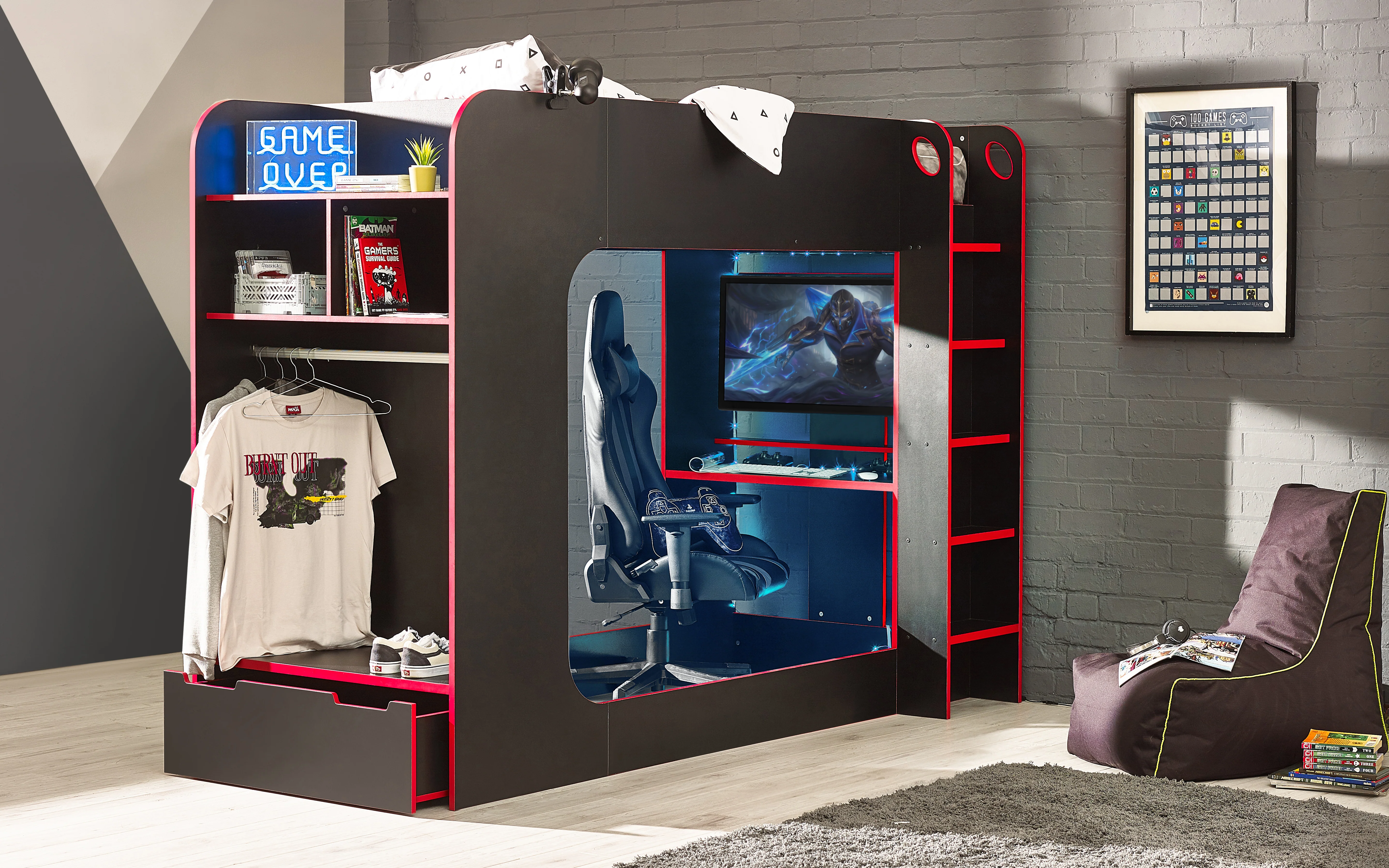 Vortex Gaming Bunk Black/Red