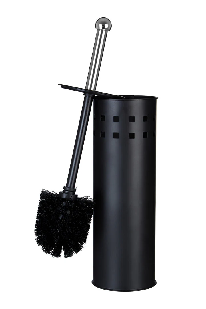 Indy Matt Black Square Design Toilet Brush Holder - Image 2