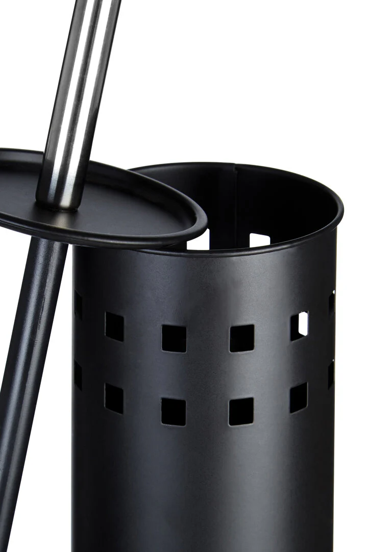 Indy Matt Black Square Design Toilet Brush Holder - Image 3