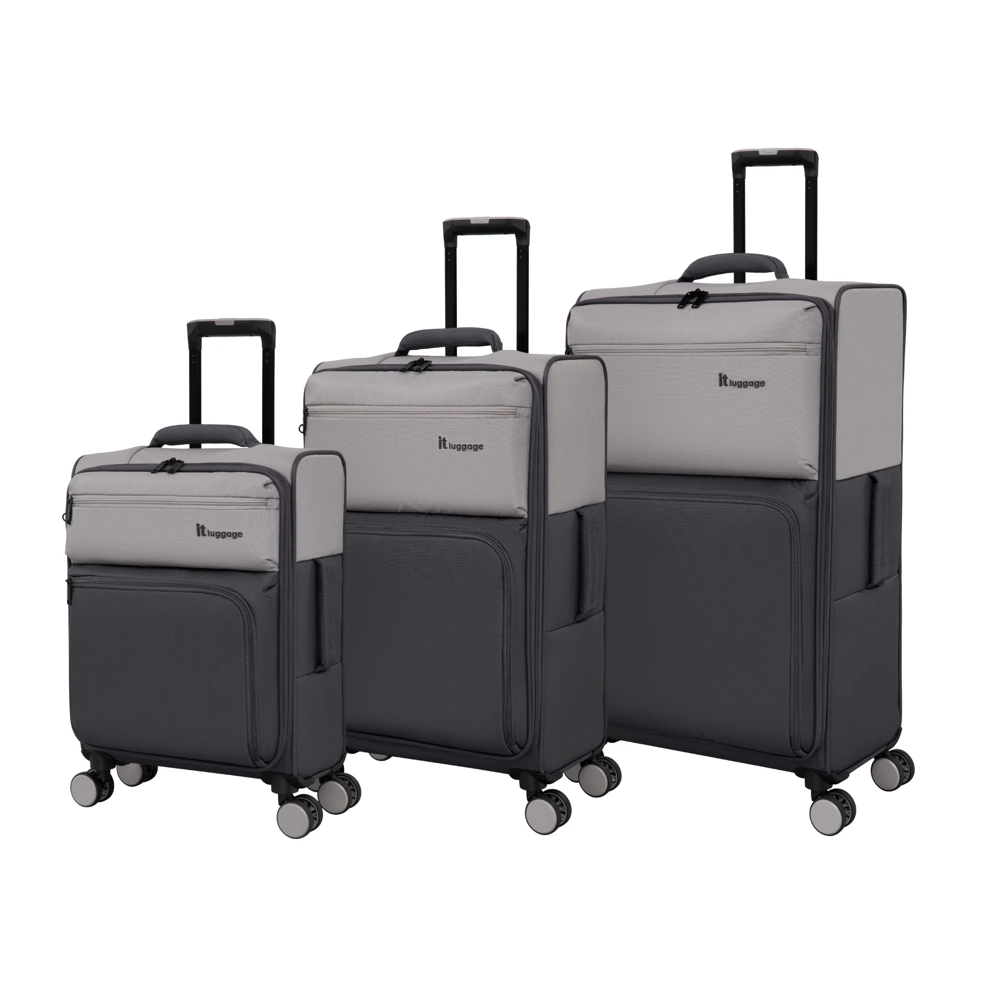 IT Luggage Megalite EVA Lightweight Expandable Suitcase - Cabin, Medium & Large Soft Shell Luggage - Ash Grey