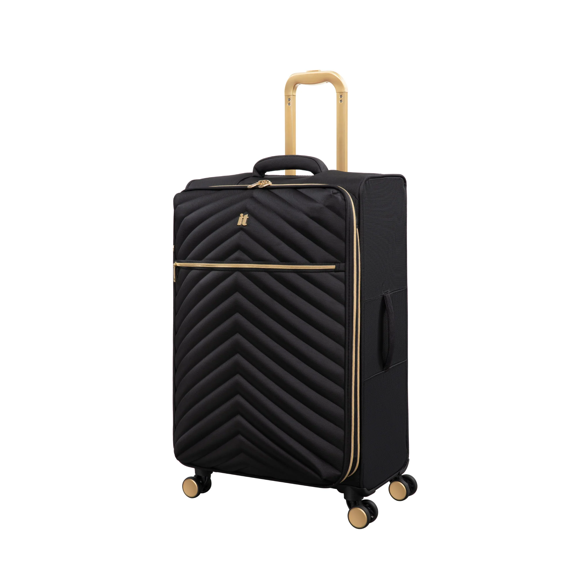 IT Luggage Plentitude II EVA Lightweight Suitcase - Cabin, Medium & Large Soft Shell Luggage - Black & Gold - Image 4