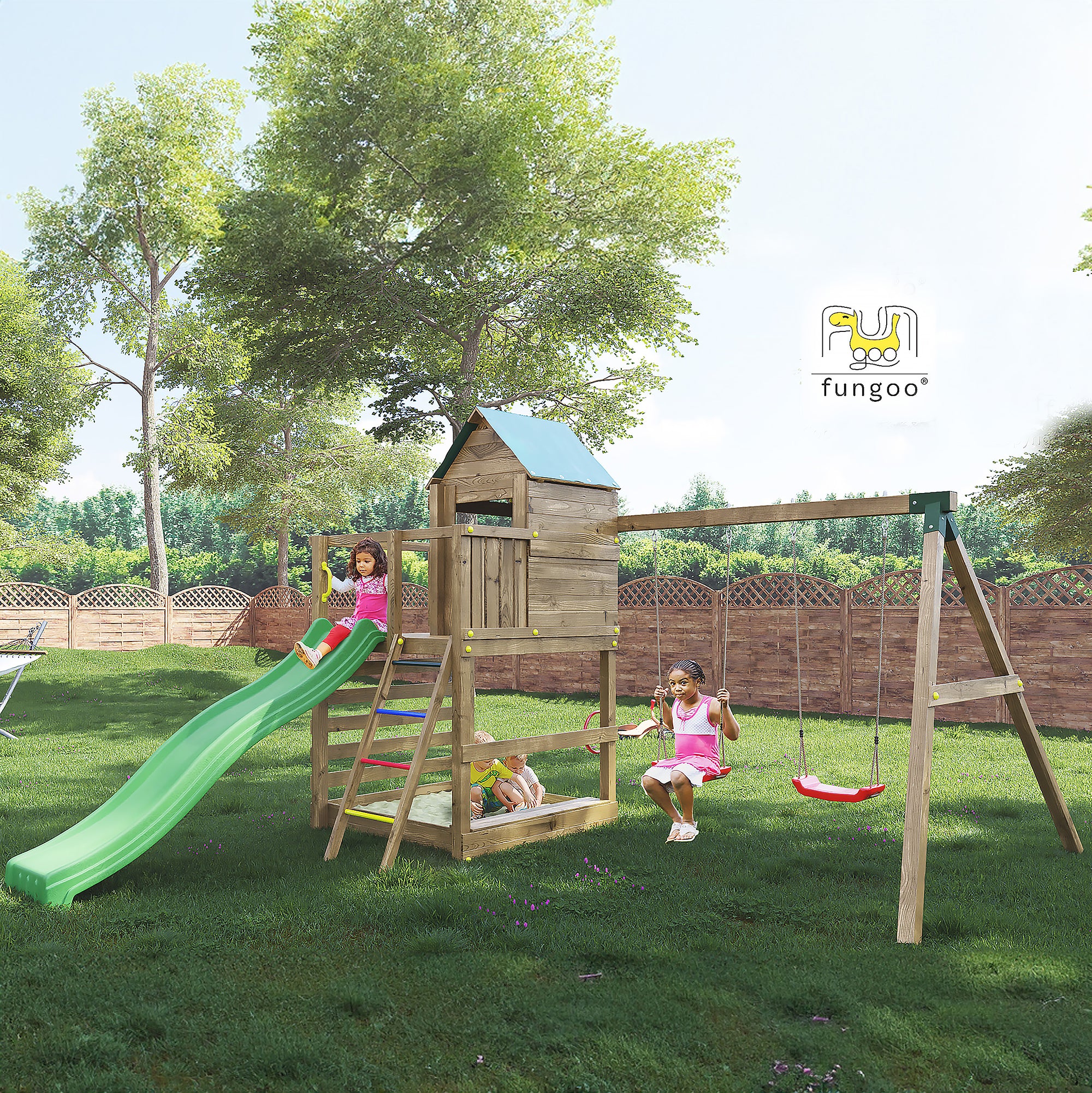 Jarcas Playfort - Climbing Frame With Swings And Slide - Image 2