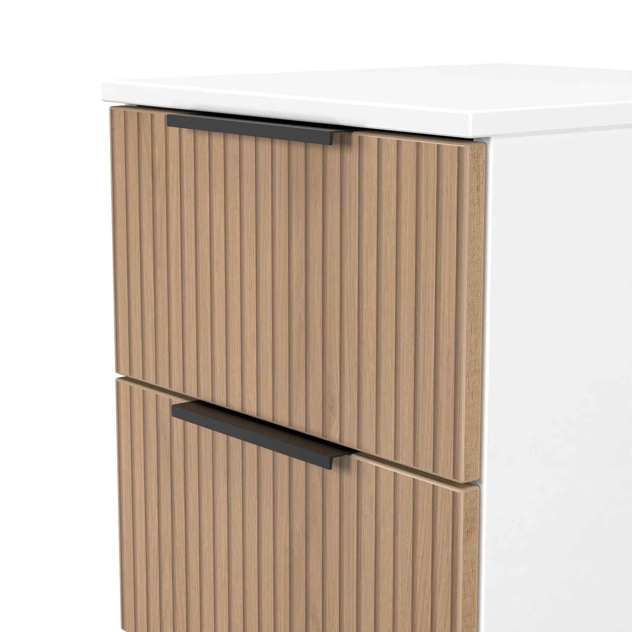 Java 2 Drawer Bedside in Slatted Effect / White - Ready Assembled - Image 4