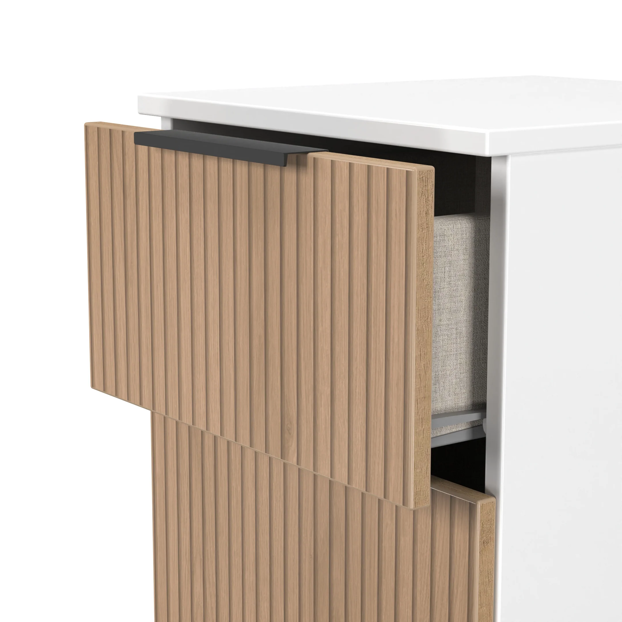Java 2 Drawer Bedside in Slatted Effect / White - Ready Assembled - Image 5