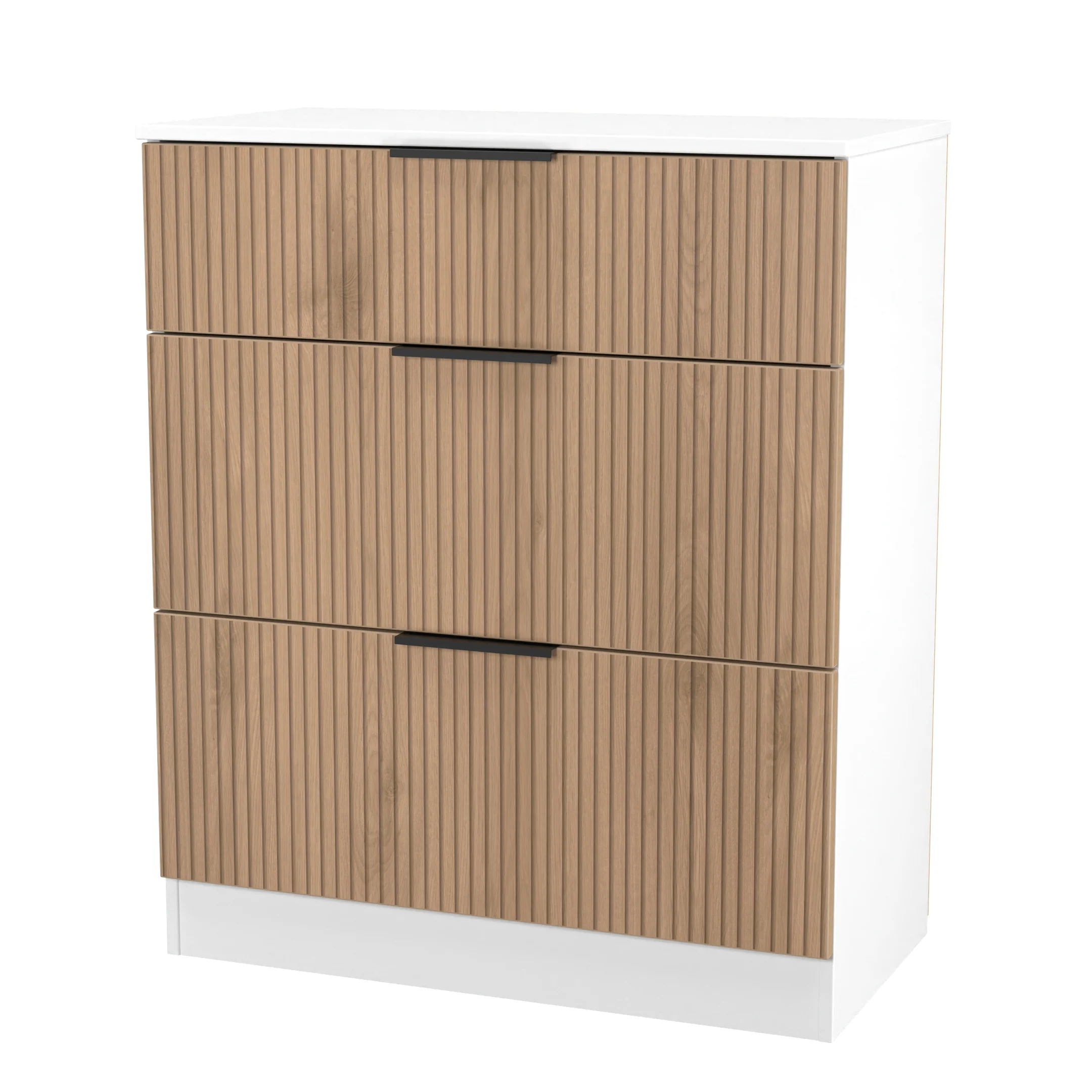 Java 3 Drawer Deep Chest in Slatted Effect / White - Ready Assembled - Image 3
