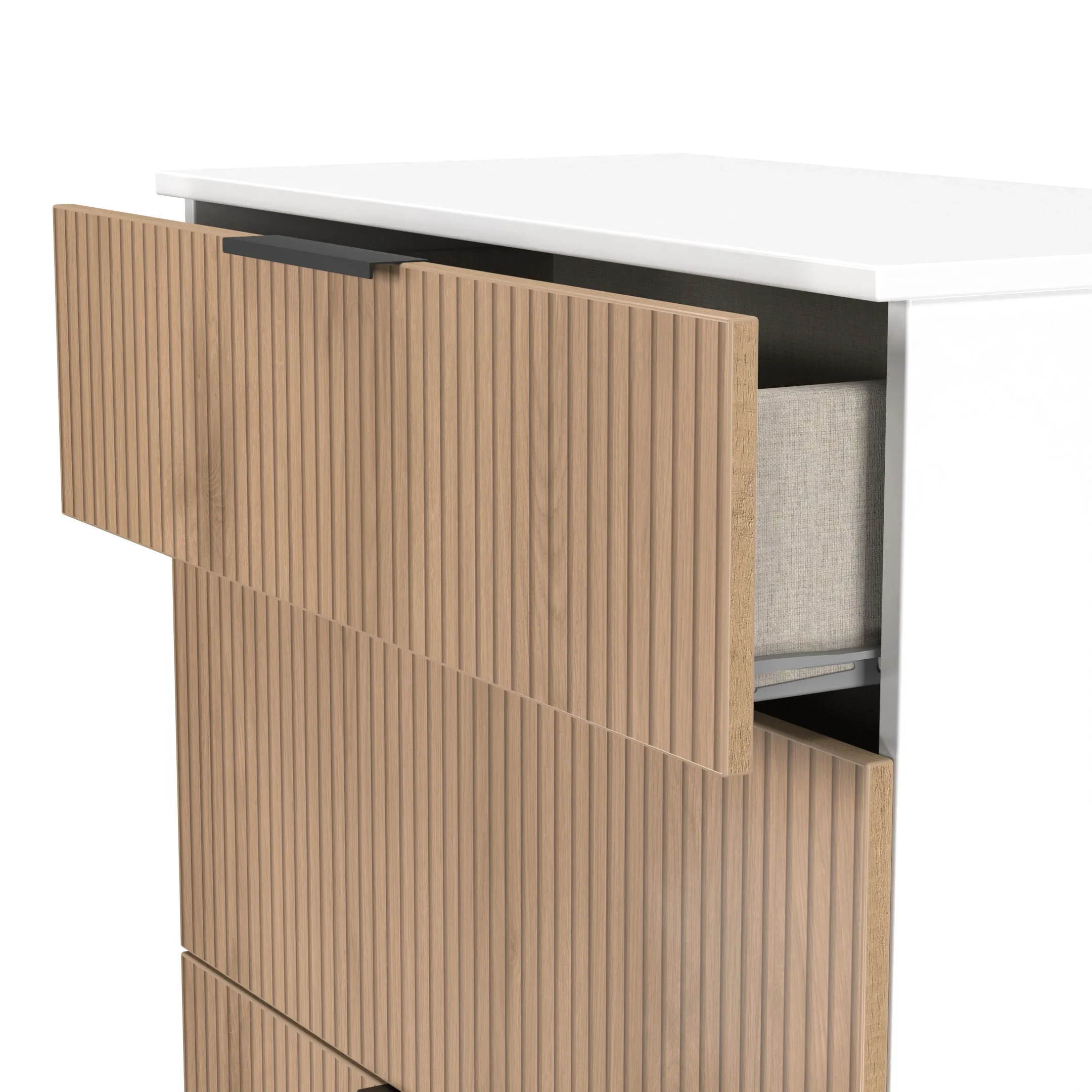 Java 3 Drawer Deep Chest in Slatted Effect / White - Ready Assembled - Image 5