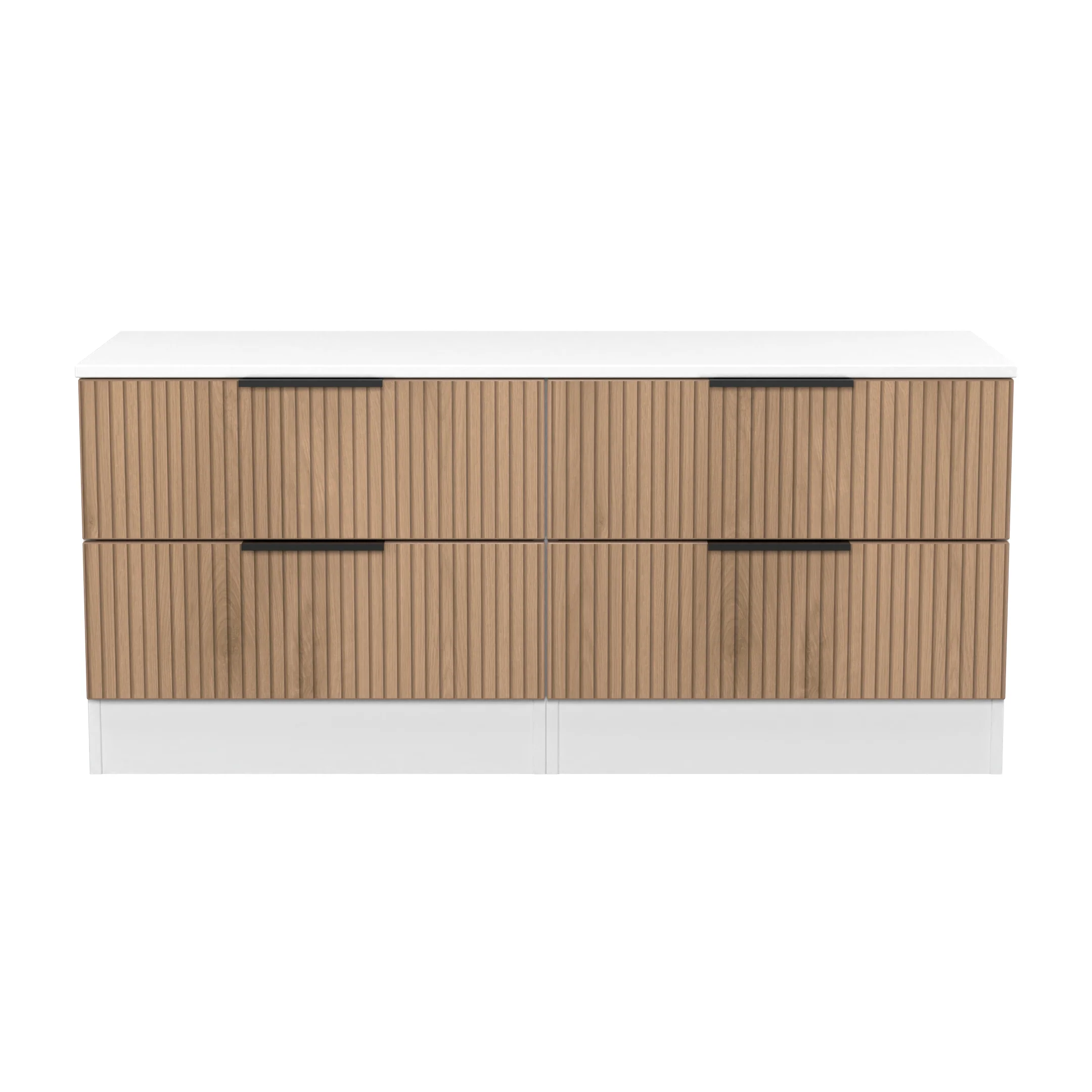 Java 4 Drawer Bed Box in Slatted Effect / White - Ready Assembled