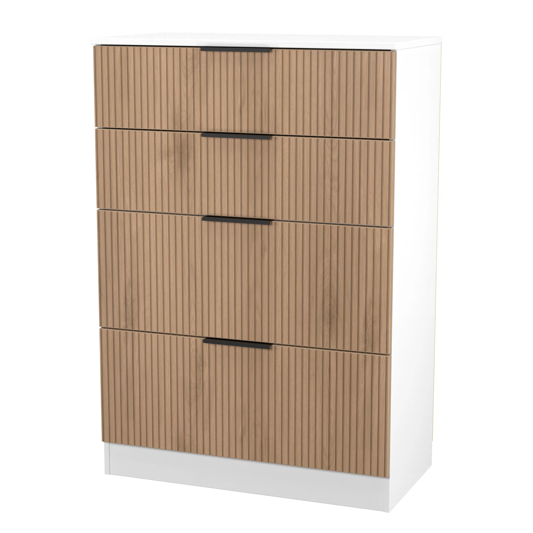Java 4 Drawer Deep Chest in Slatted Effect / White - Ready Assembled - Image 3