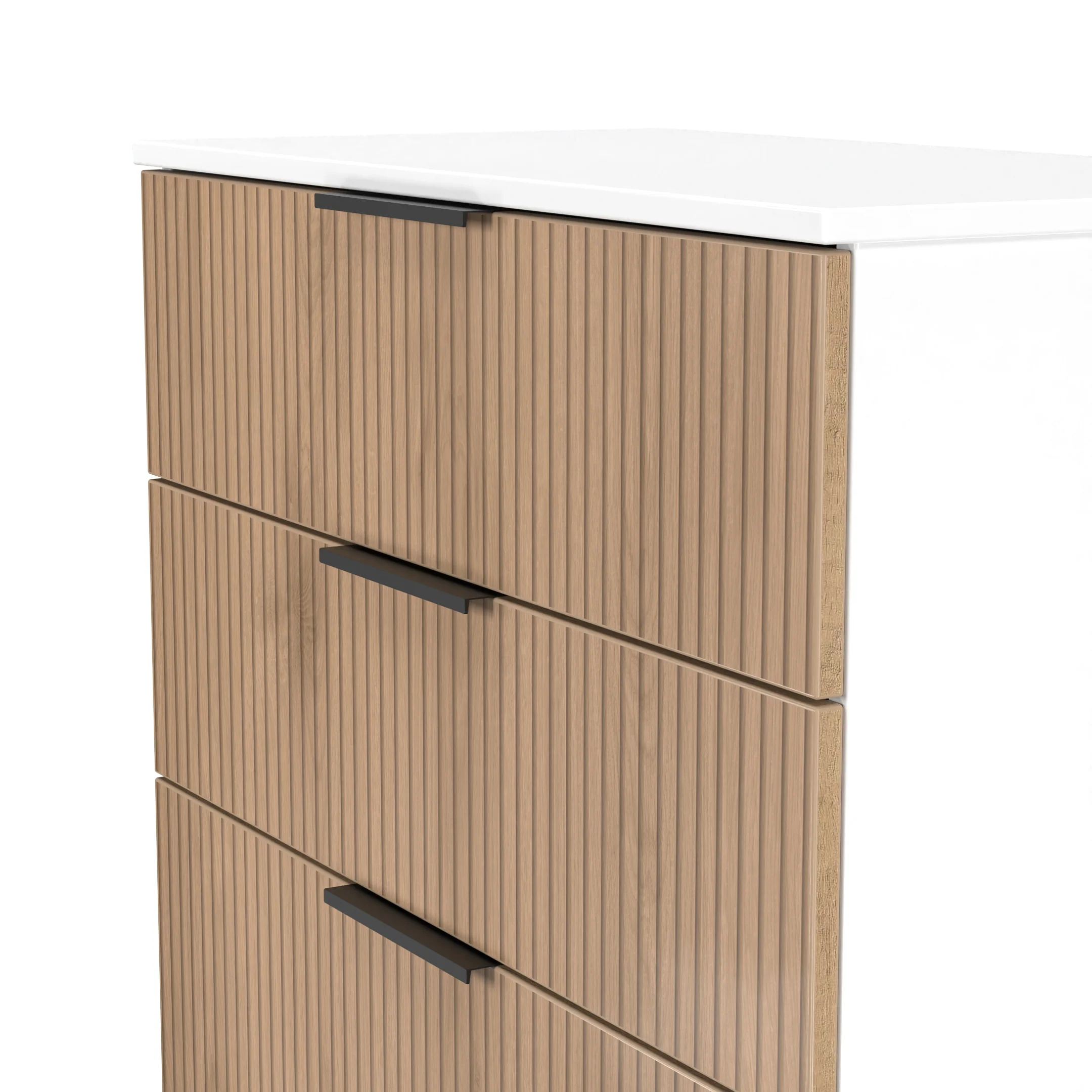 Java 4 Drawer Deep Chest in Slatted Effect / White - Ready Assembled - Image 4