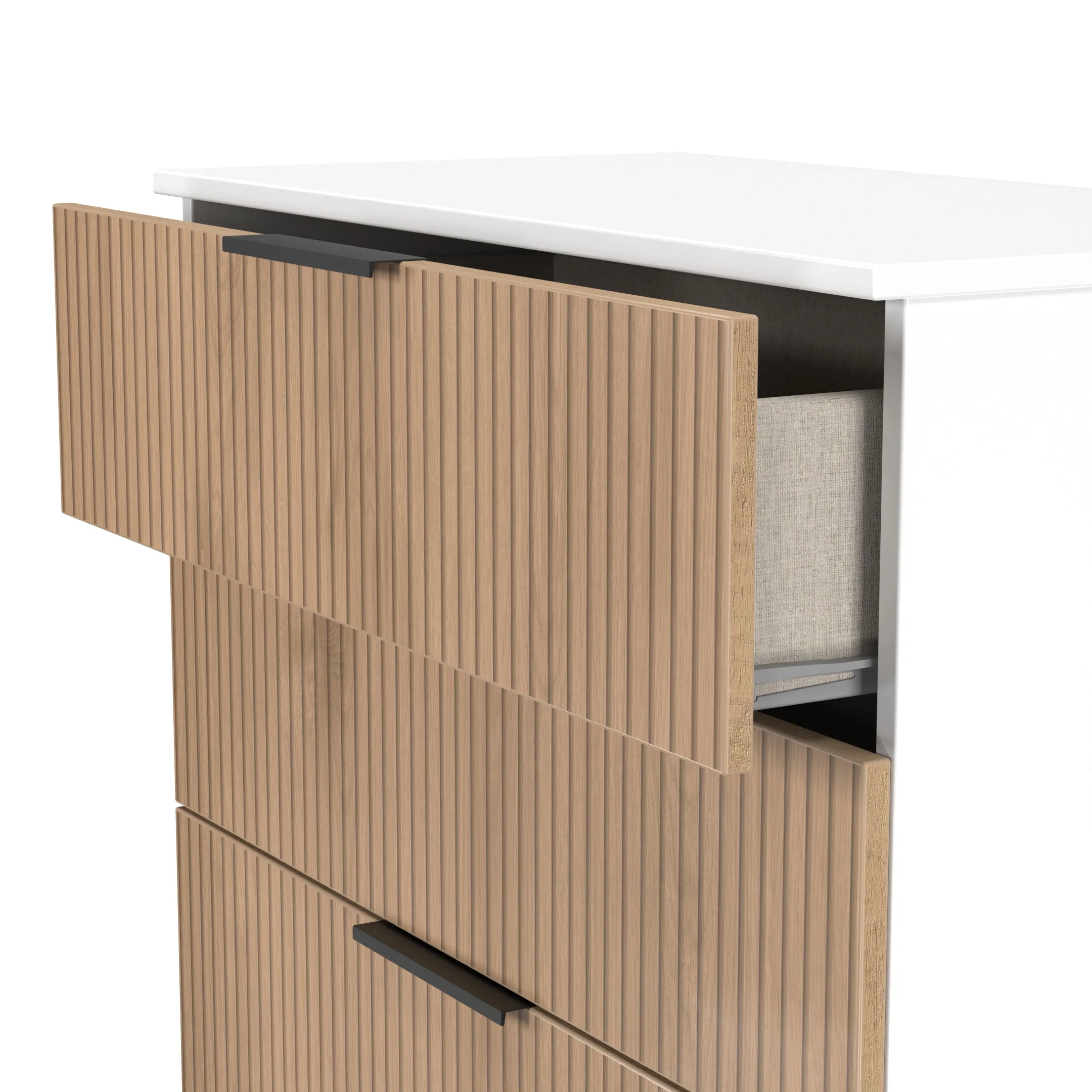 Java 4 Drawer Deep Chest in Slatted Effect / White - Ready Assembled - Image 5