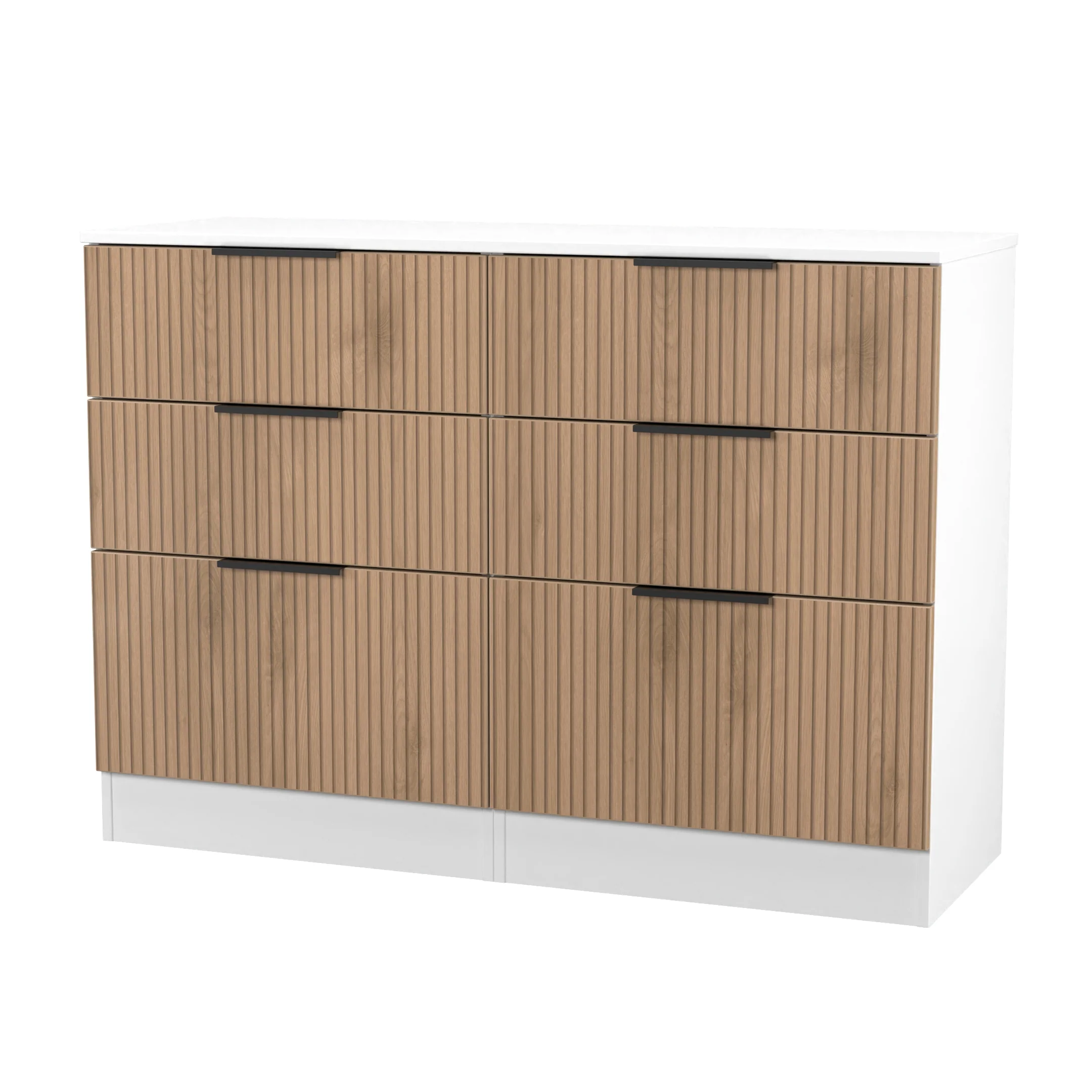 Java 6 Drawer Midi Chest in Slatted Effect / White - Ready Assembled - Image 3
