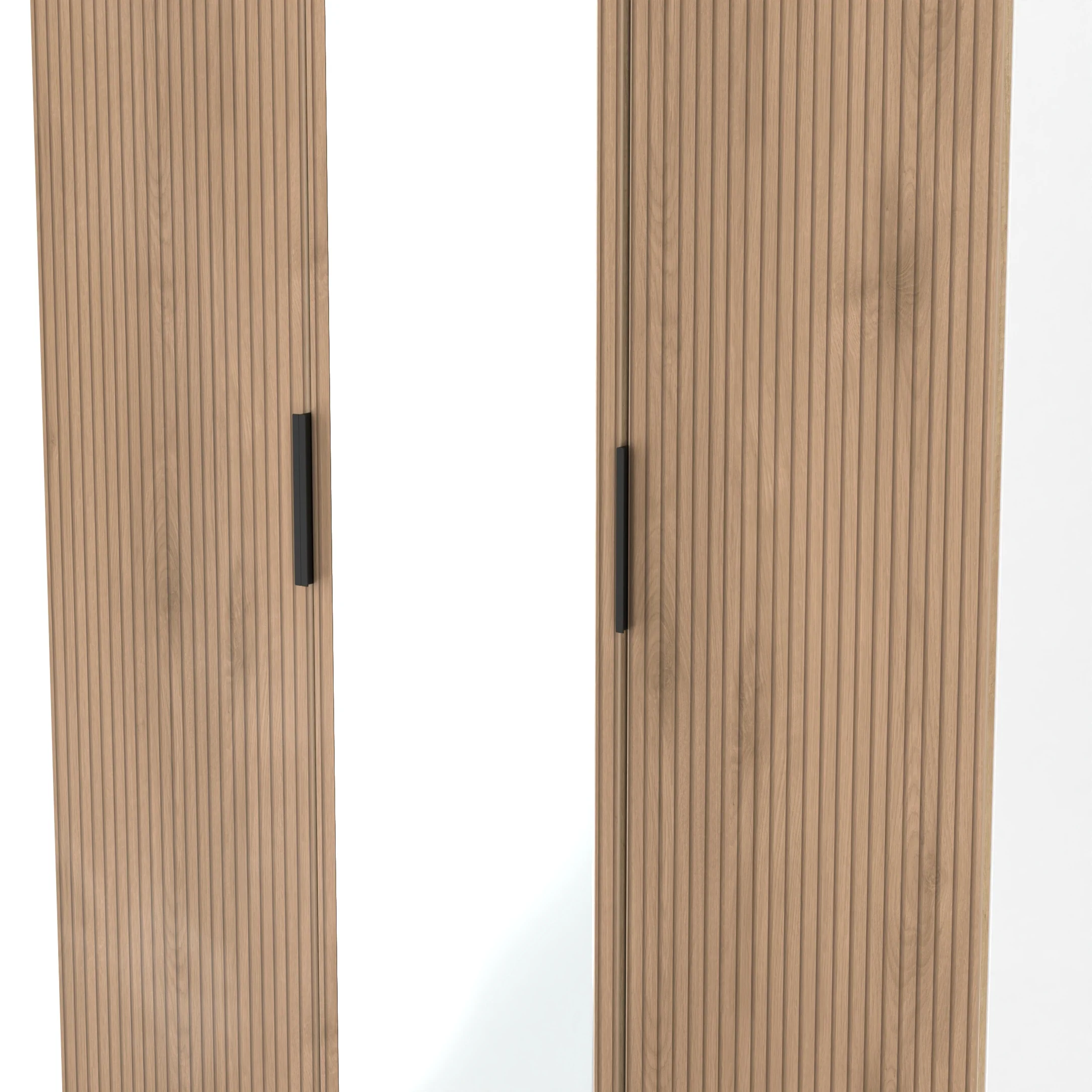 Java Tall 3 Door Mirrored Robe in Slatted Effect / White - Ready Assembled - Image 4