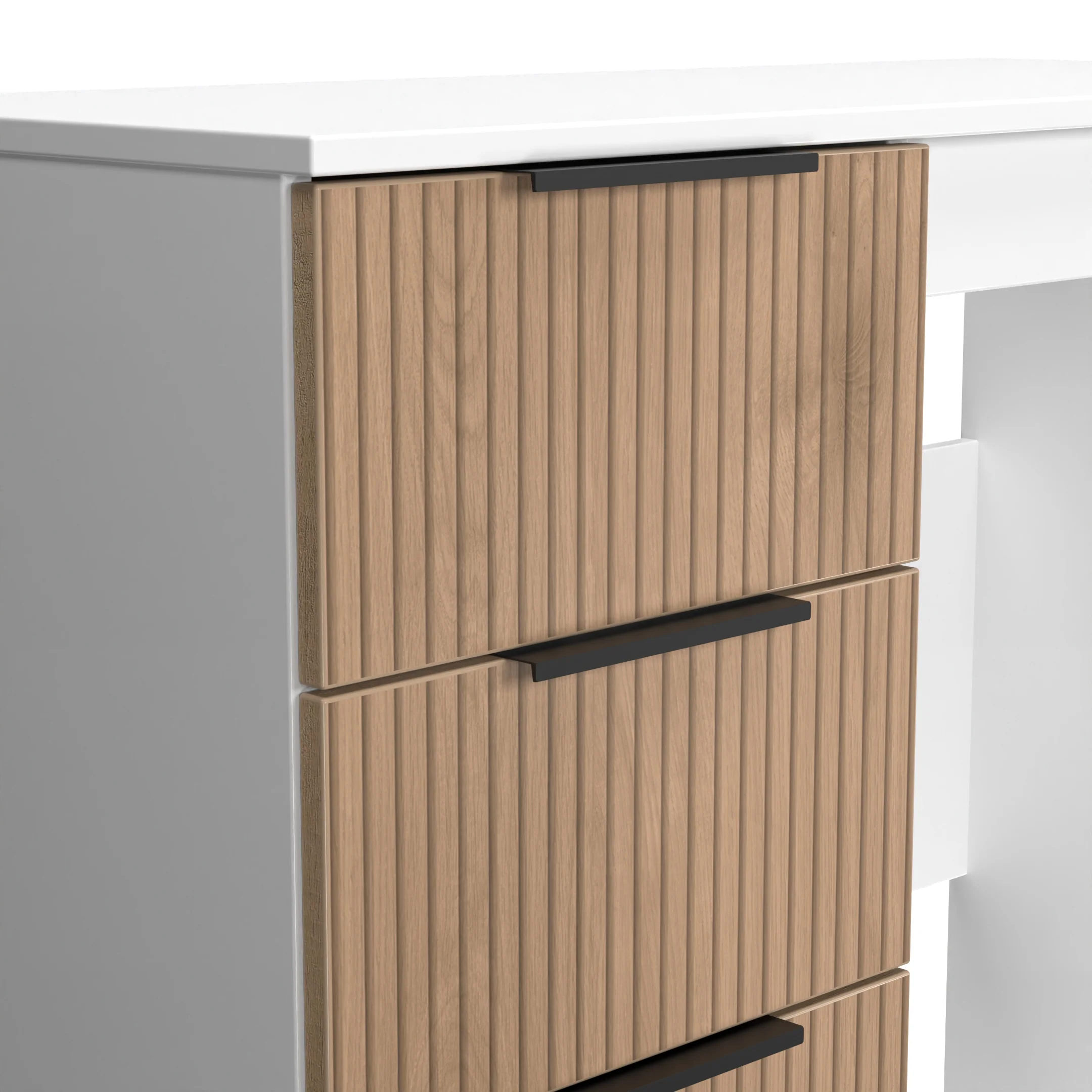 Java Vanity Desk in Slatted Effect / White - Ready Assembled - Image 5