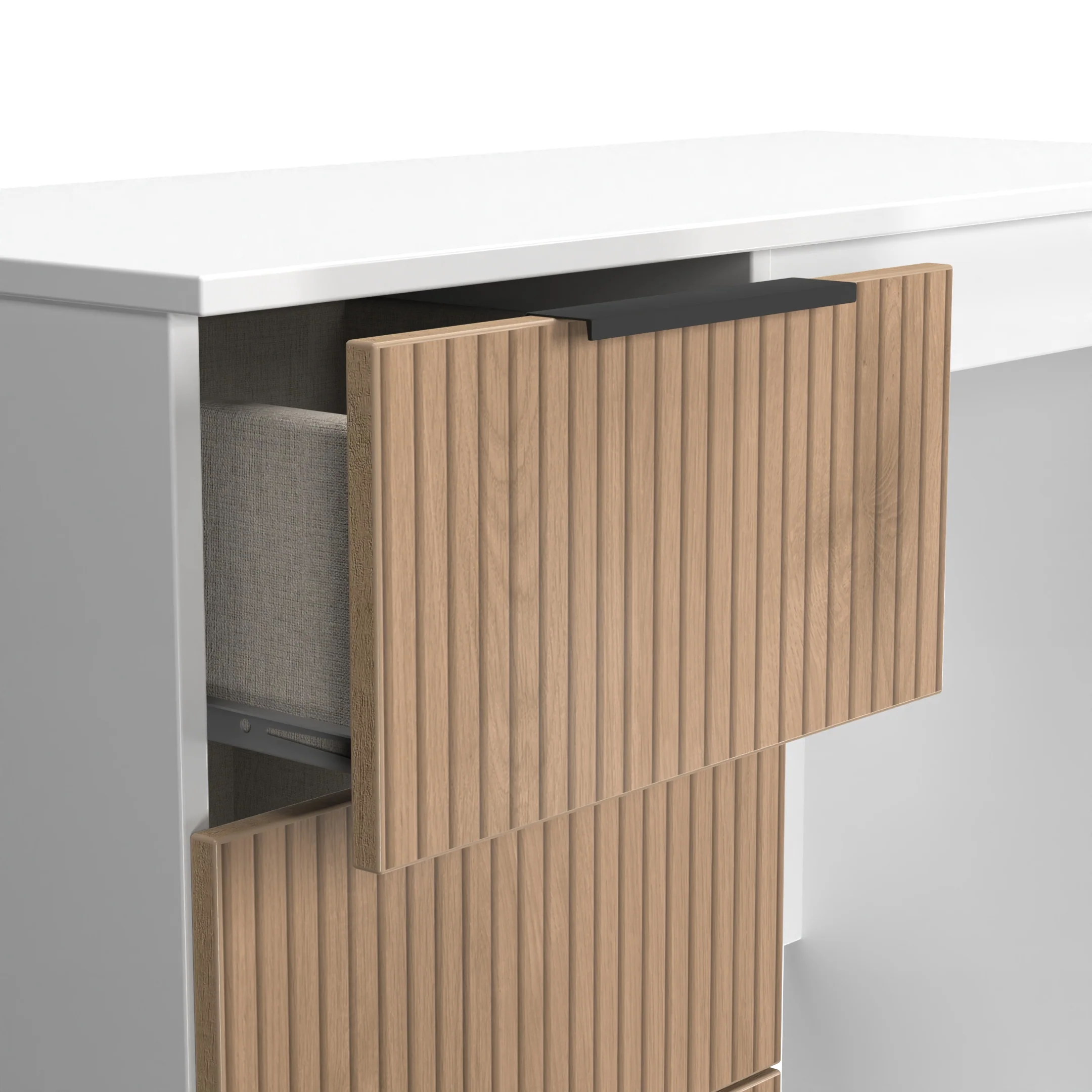 Java Vanity Desk in Slatted Effect / White - Ready Assembled - Image 6