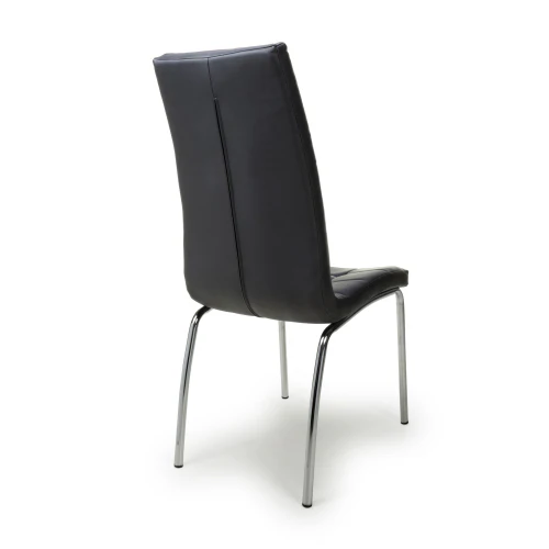 Jenner Leather Effect Black/Chrome Dining Chair - Set Of 2 - Image 2