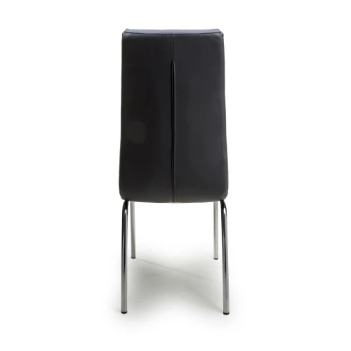 Jenner Leather Effect Black/Chrome Dining Chair - Set Of 2 - Image 5