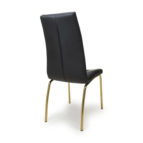 Jenner Leather Effect Black/Gold Dining Chair - Set Of 2 - Image 2