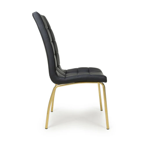 Jenner Leather Effect Black/Gold Dining Chair - Set Of 2 - Image 3