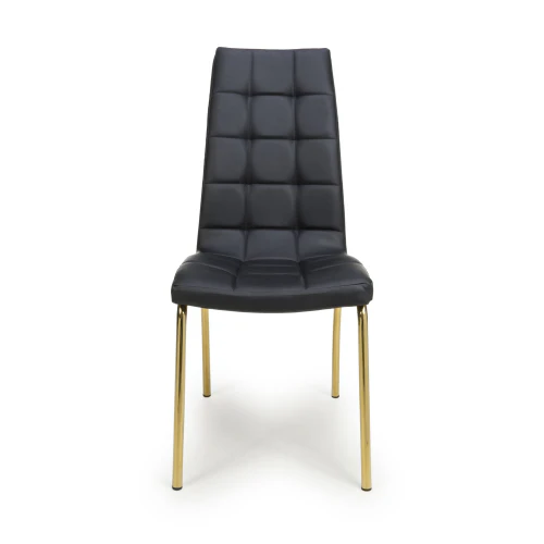 Jenner Leather Effect Black/Gold Dining Chair - Set Of 2 - Image 4