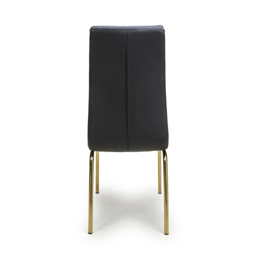 Jenner Leather Effect Black/Gold Dining Chair - Set Of 2 - Image 5
