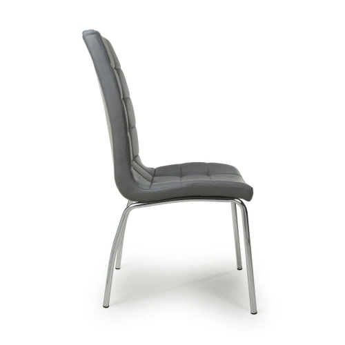 Jenner Leather Effect Grey/Chrome Dining Chair - Image 3