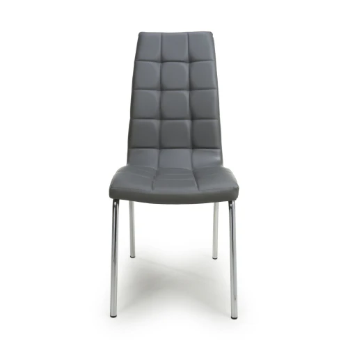 Jenner Leather Effect Grey/Chrome Dining Chair - Image 4