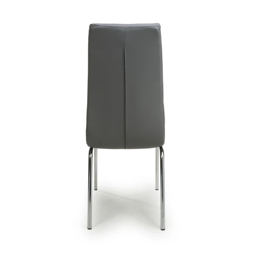 Jenner Leather Effect Grey/Chrome Dining Chair - Image 5
