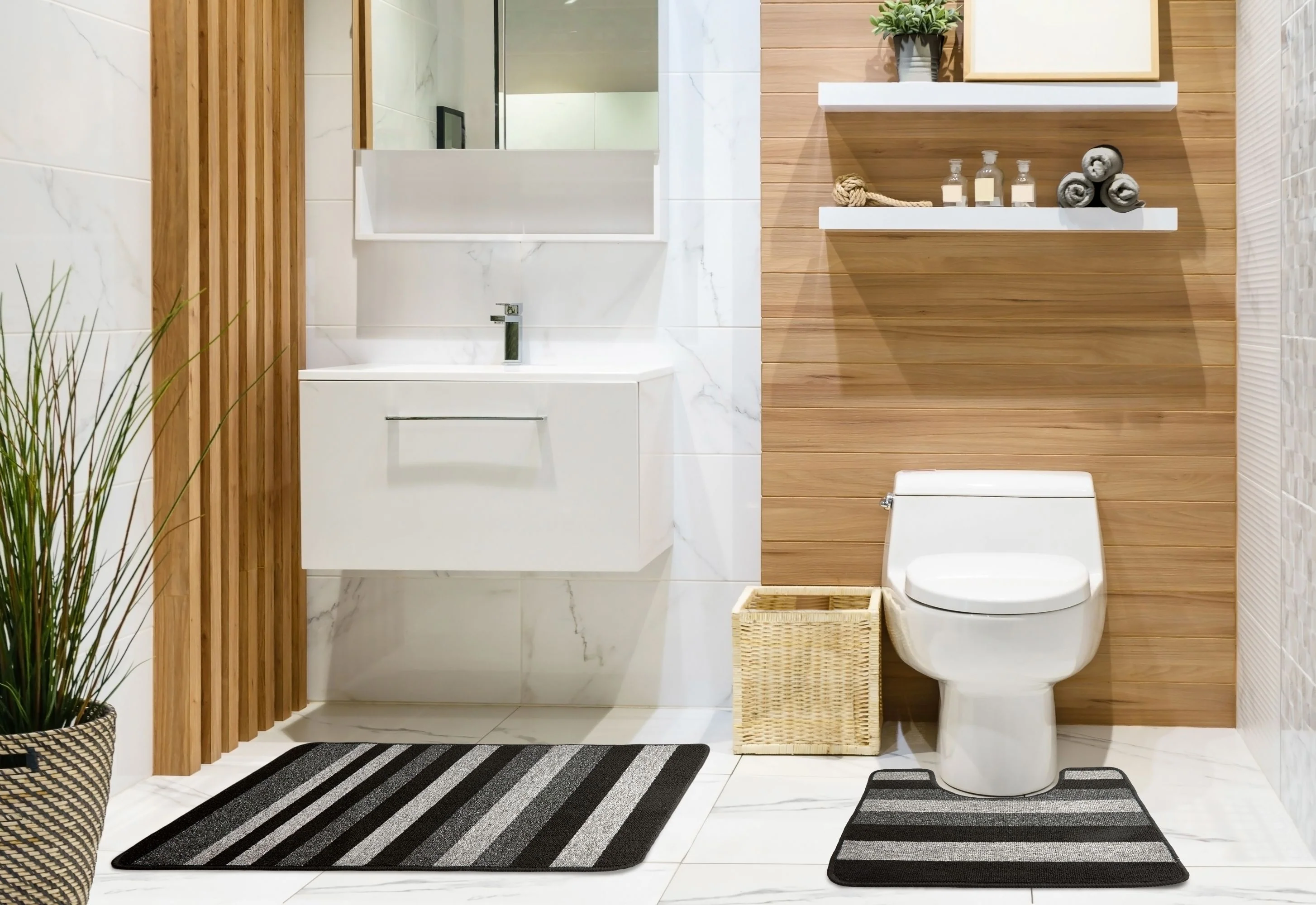 Jersey - Contrast Stripe 2pc Bath set in Grey - Image 2